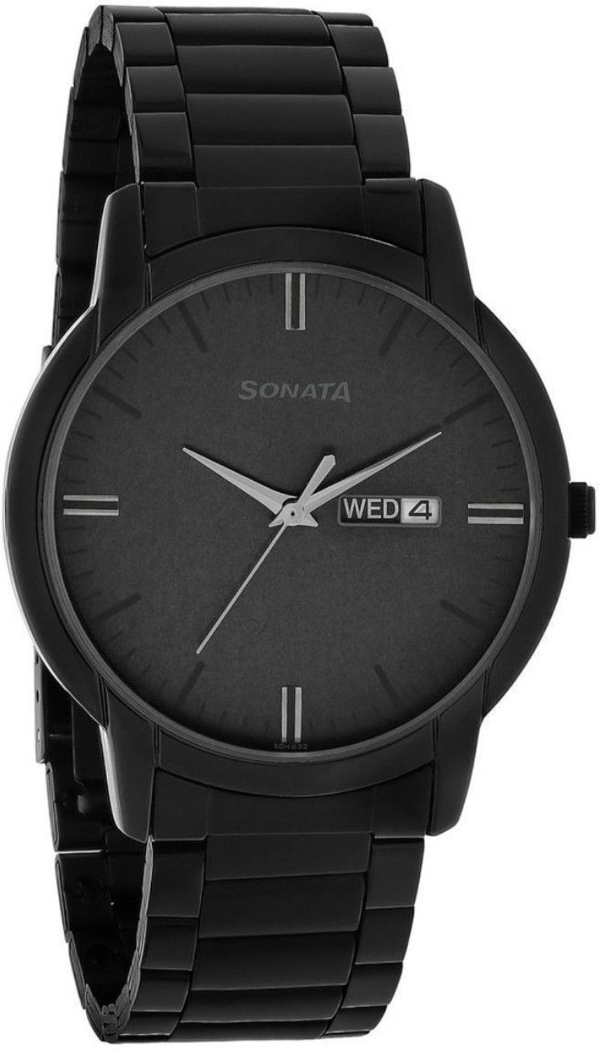Sonata Reloaded Black Dial Black Strap Analog Watch - Men - Image 2