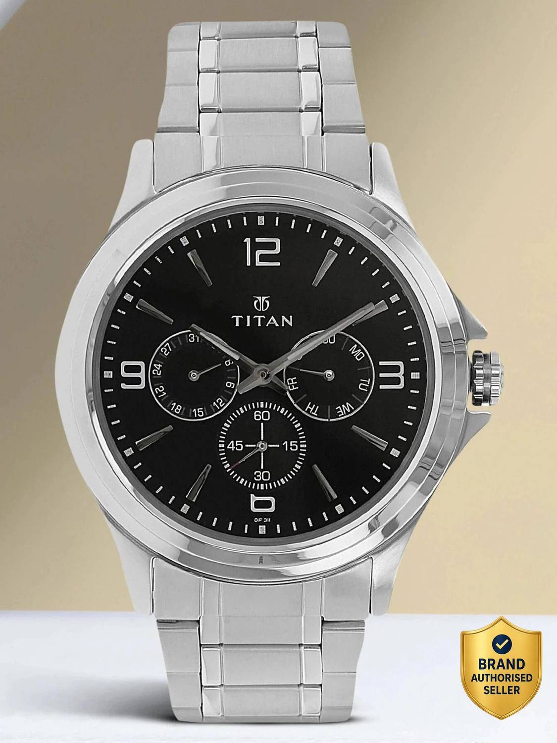 Titan Eco Multifunction Black Dial Silver Stainless Steel Watch - Image 2