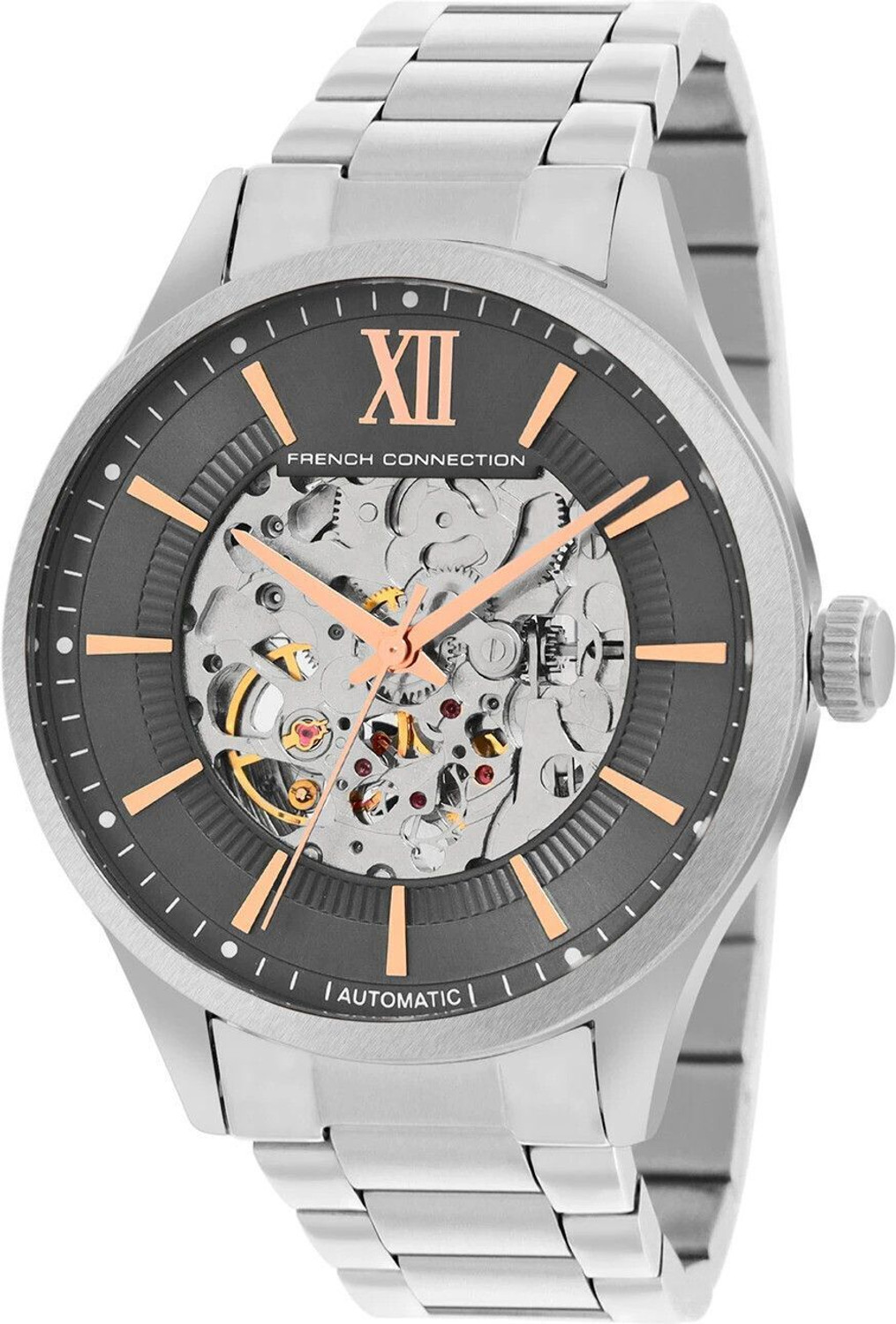 Image of French Connection Men Silver Automatic Watch | Grey Sunray Dial Analog Watch - For Men