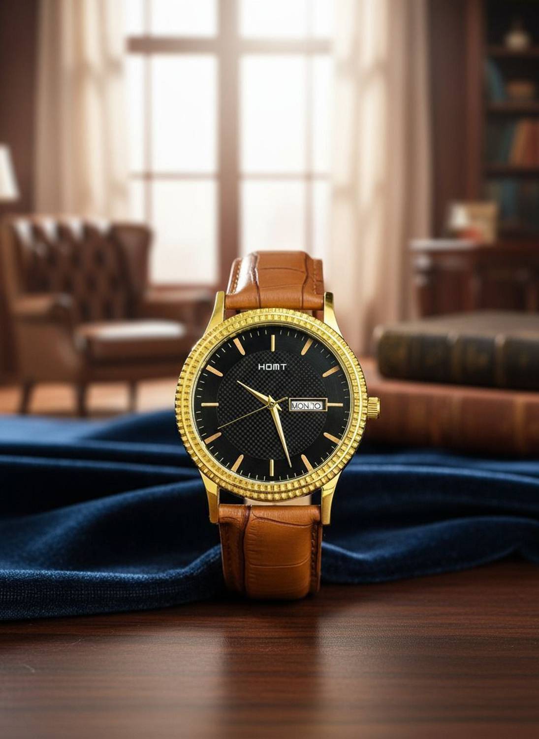 homot Black Dial Gold Case Men's Watch - Image 2