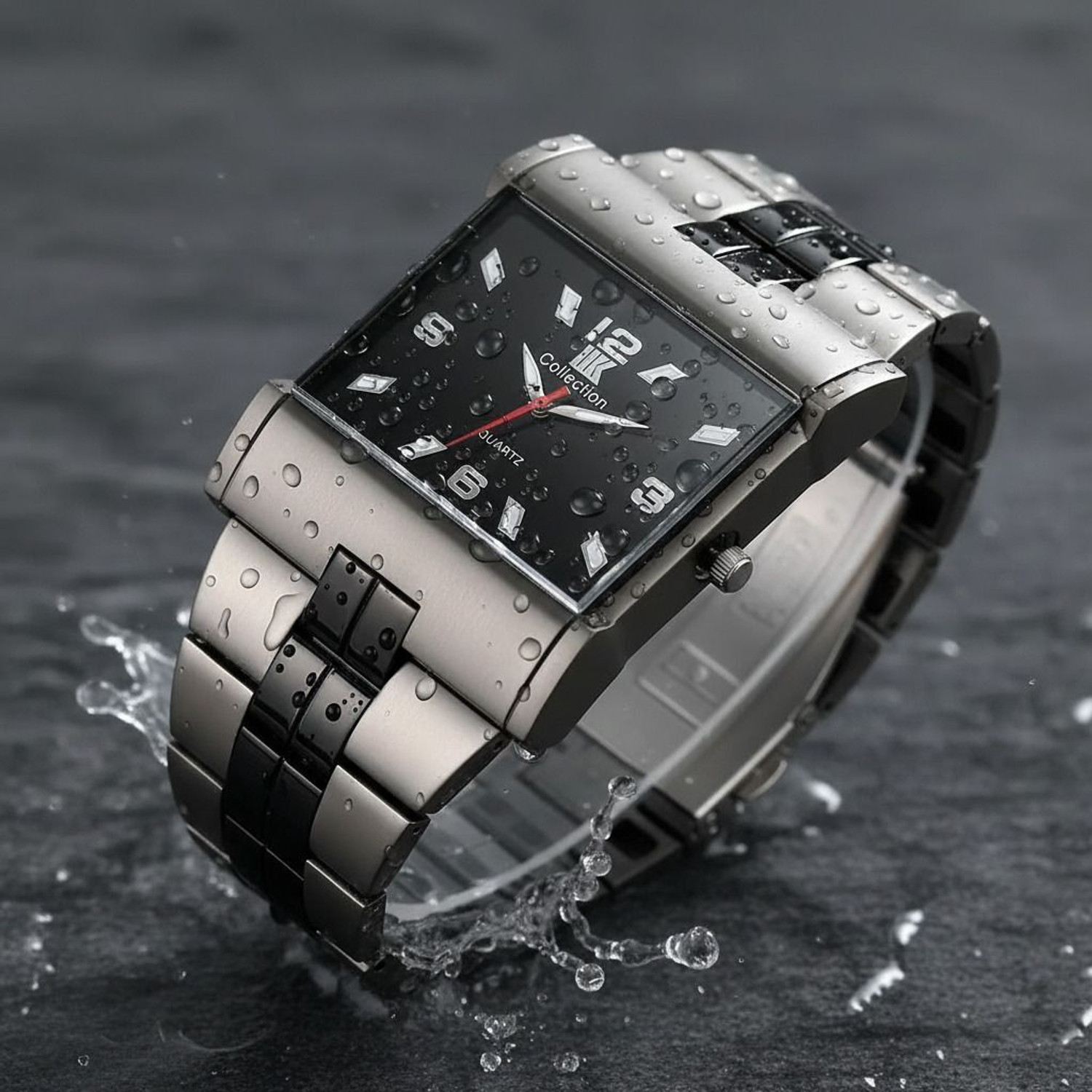 Image of IIK Collection IIK-027M Men's Watches Black Studded Big Dial with Multicolor Metallic Heavy Chain Strap Analog Watch - For Men