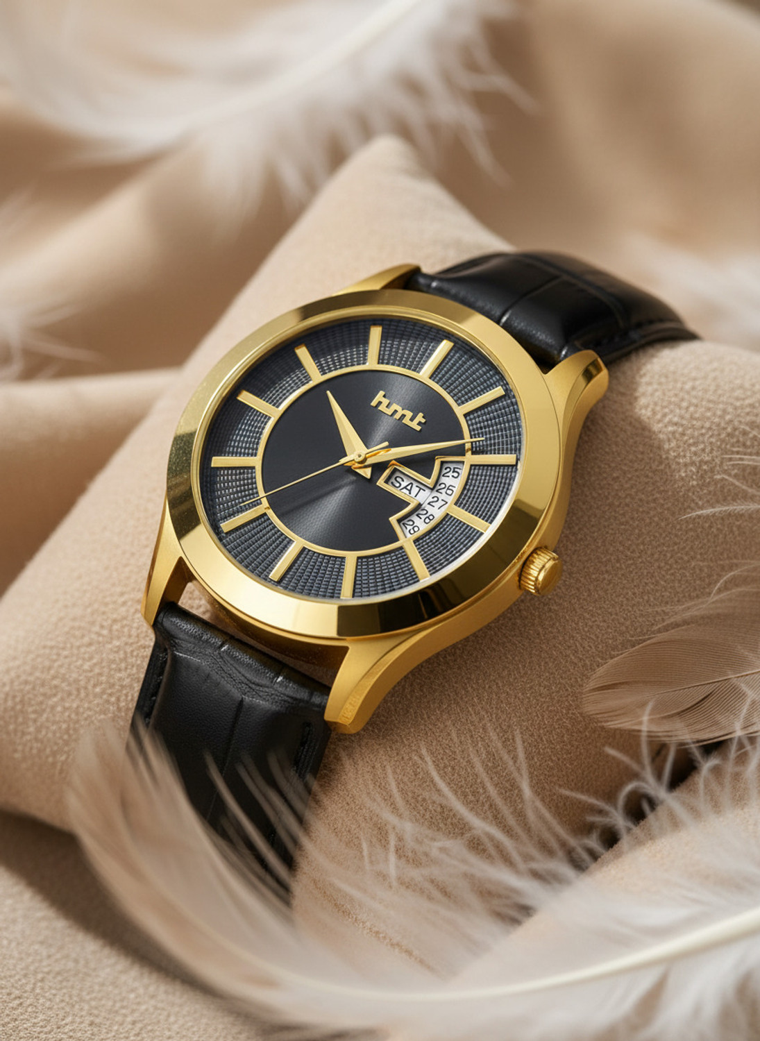 Image of HMT DLX Premium Series Day And Date Working with stylish Dial Fomarl Casual Analog Watch - For Men