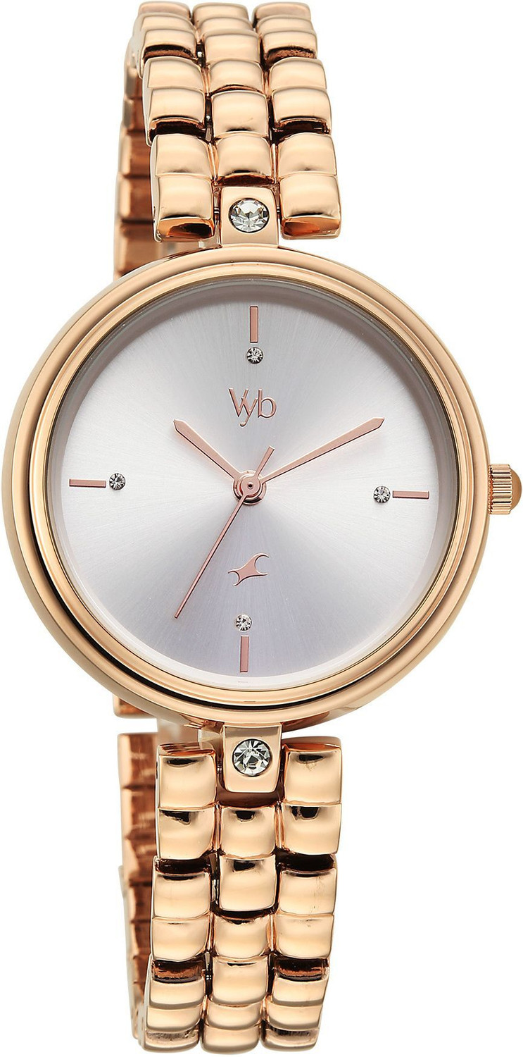 Image of Fastrack Vyb Iconique Fastrack Vyb Iconiqu� Quartz Silver Dial Rose gold Strap Analog Watch - For Women