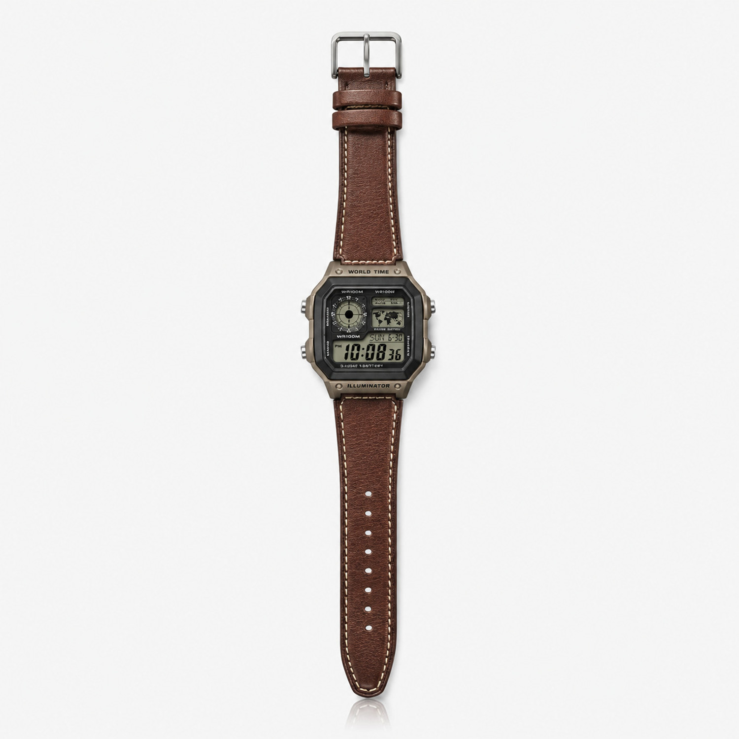 Image of Ticko World time mens watch World Time Mens Watc Brown Colour Digital Watch - For Men