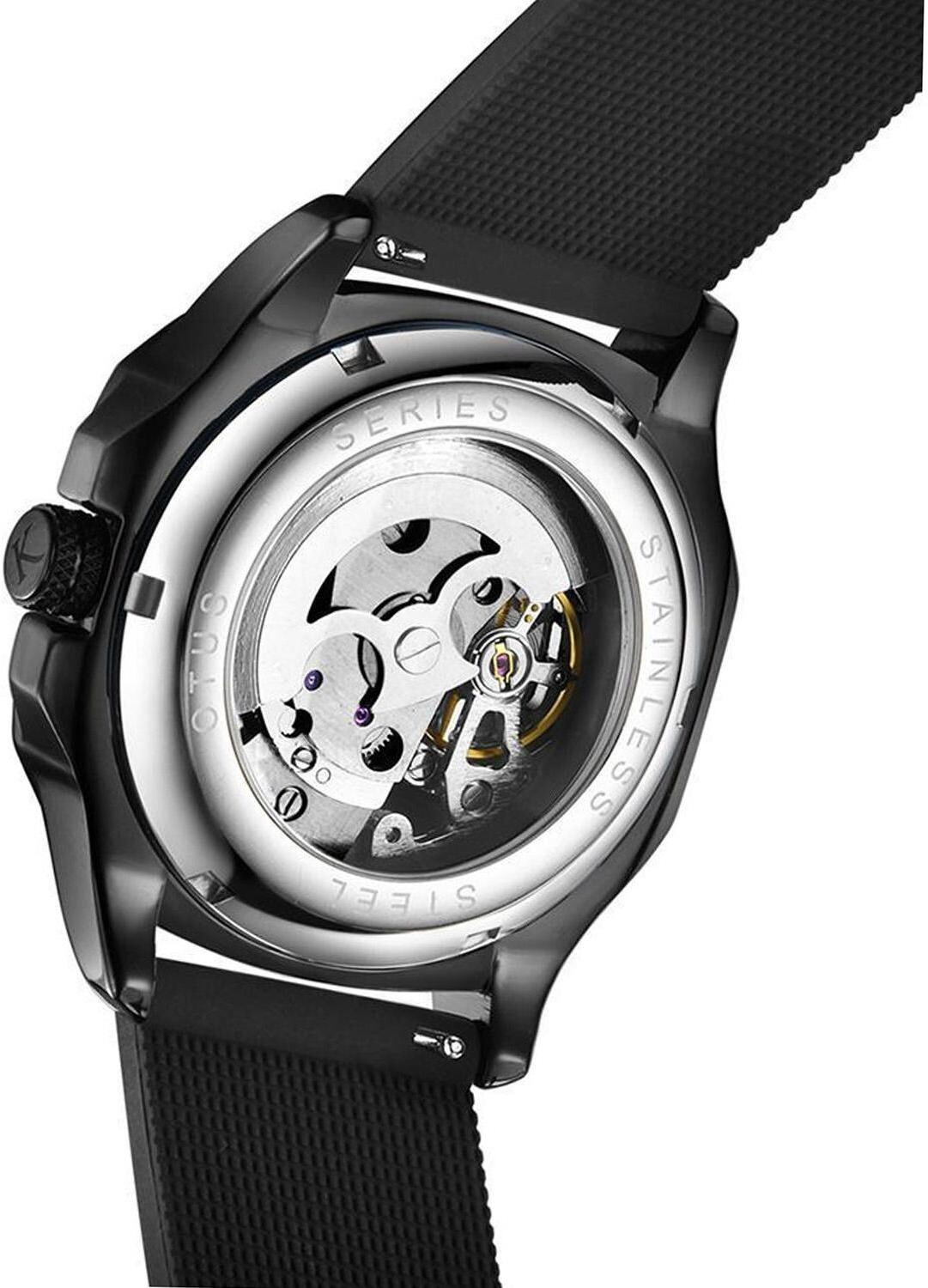 Image of KREDO Men OTUS Blacked Out Mechanical Automatic Skeleton Self-Winding Watch-KW065 Analog Watch - For Men