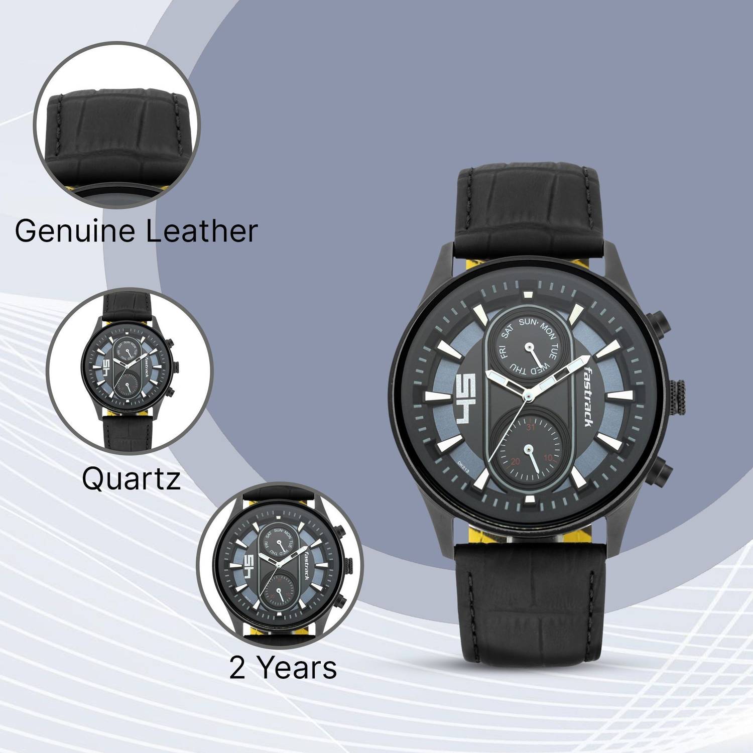 Fastrack Fastfit Multifunction Black Dial Black LeatherStrap Analog - Image 5