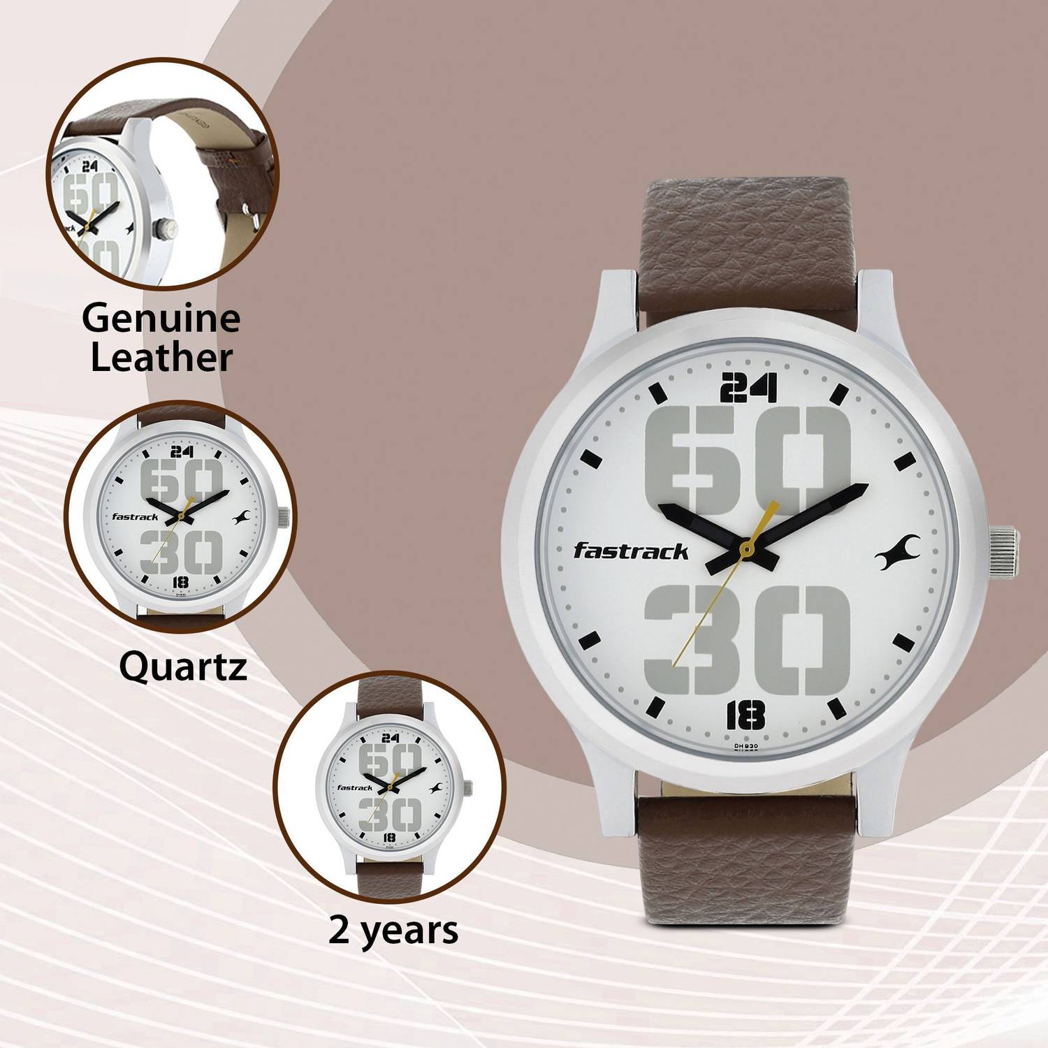 Fastrack 38051SL06 Bold White Dial Brown Leather Watch - Image 3