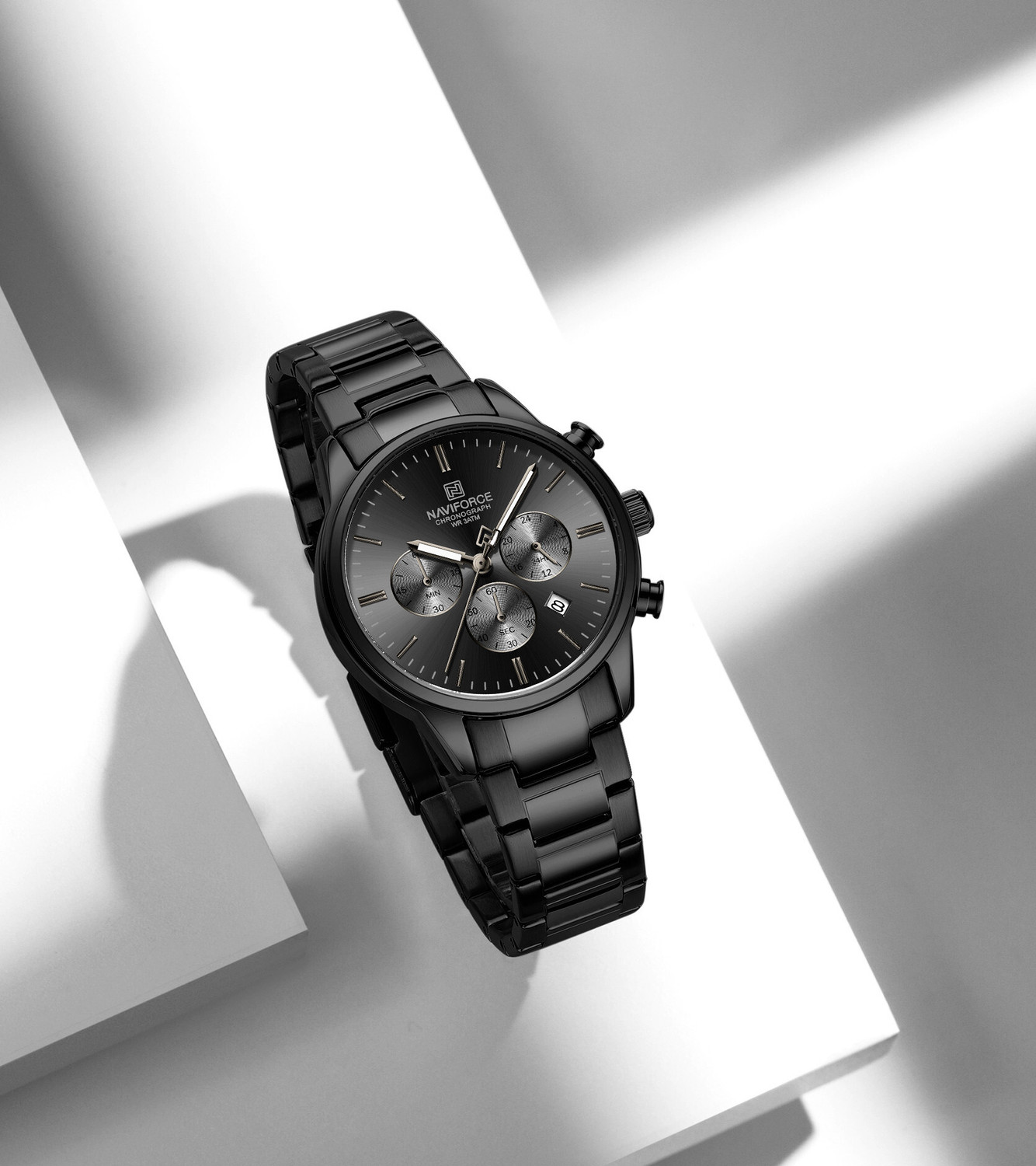 Image of NAVIFORCE NF8076 Classic Full Black Multifunctional Date Display Analog Watch - For Men