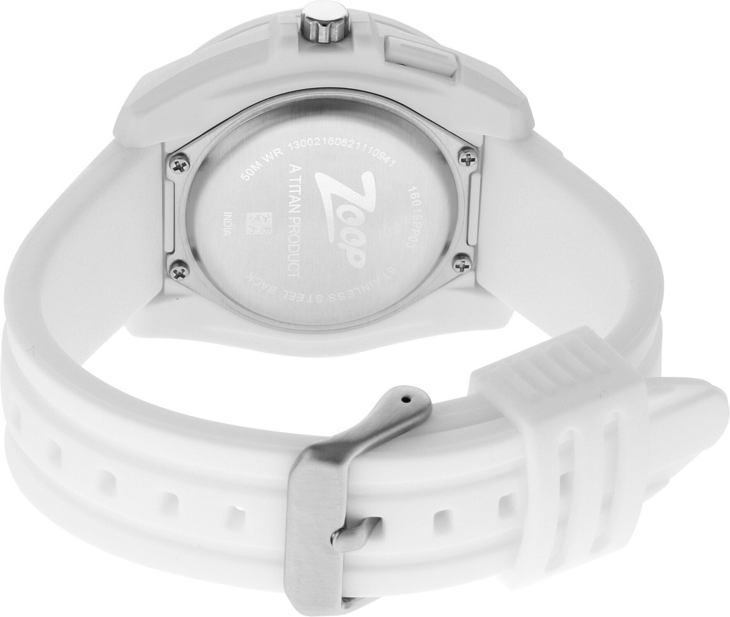 Image of Zoop NP16016PP03 Zoop Glow Quartz White Dial White Silicone Strap Analog Watch - For Boys