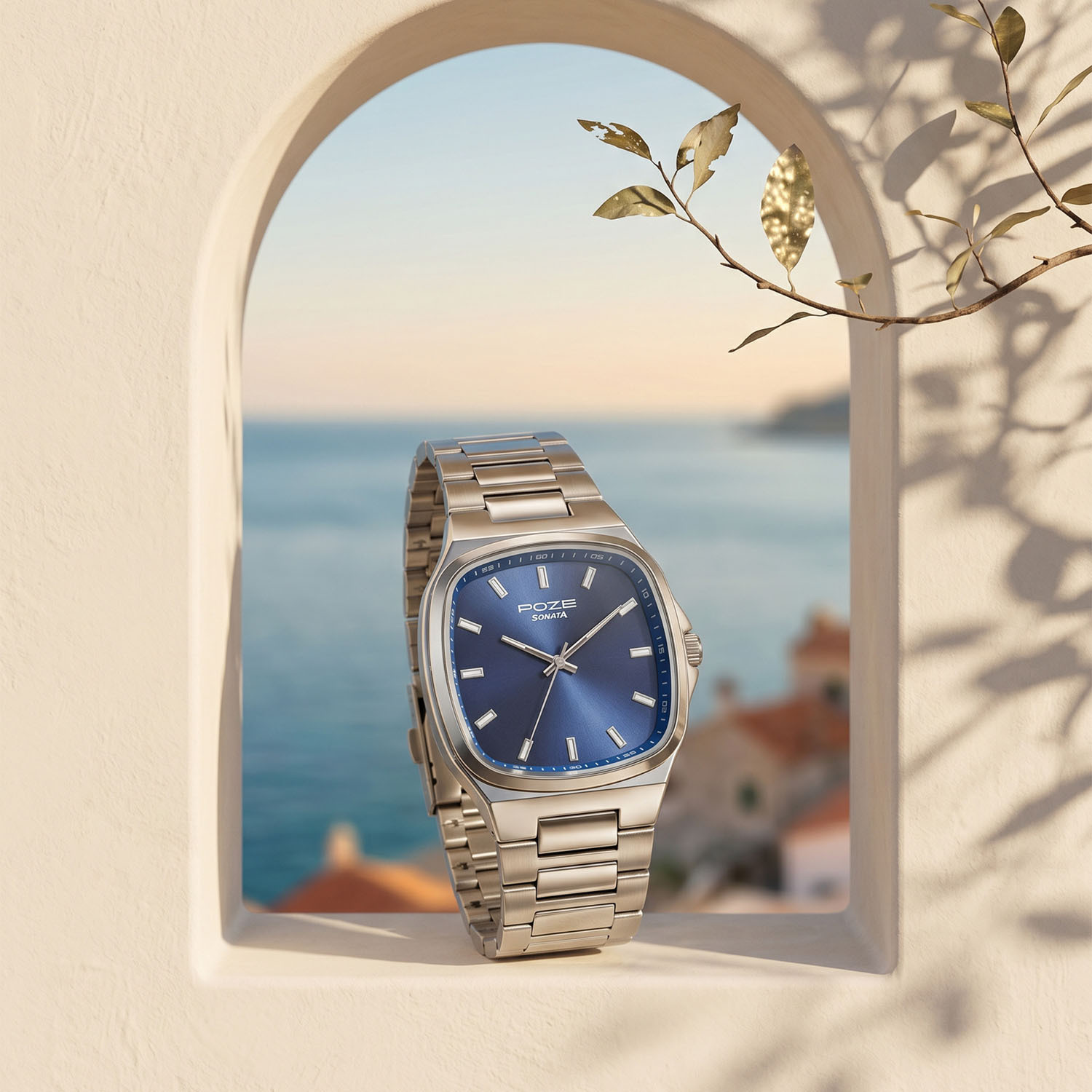 Image of SONATA Poze Drop 9.2 Poze 9 Quartz Blue Dial IPS Sheet Metal Strap Analog Watch - For Men