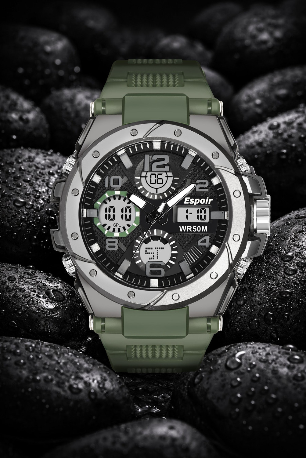 Image of Espoir 9025 Elegant Sports Analog Digital Elegant Sports Analog Digital Water Resistant Analog-Digital Watch - For Men