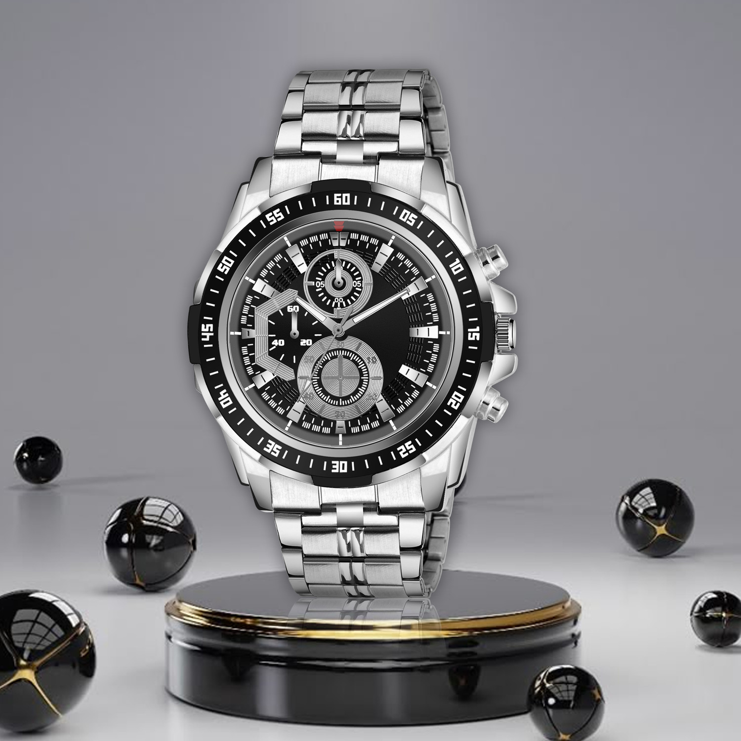 Image of Chronorex Silver Phantom Chrono Silver Phantom Chrono Multifunction DLX Analog Watch - For Men
