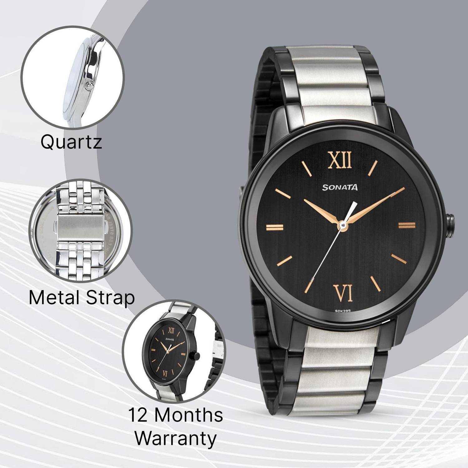 Sonata Beyond Gold Black Dial Men's Watch - Image 3