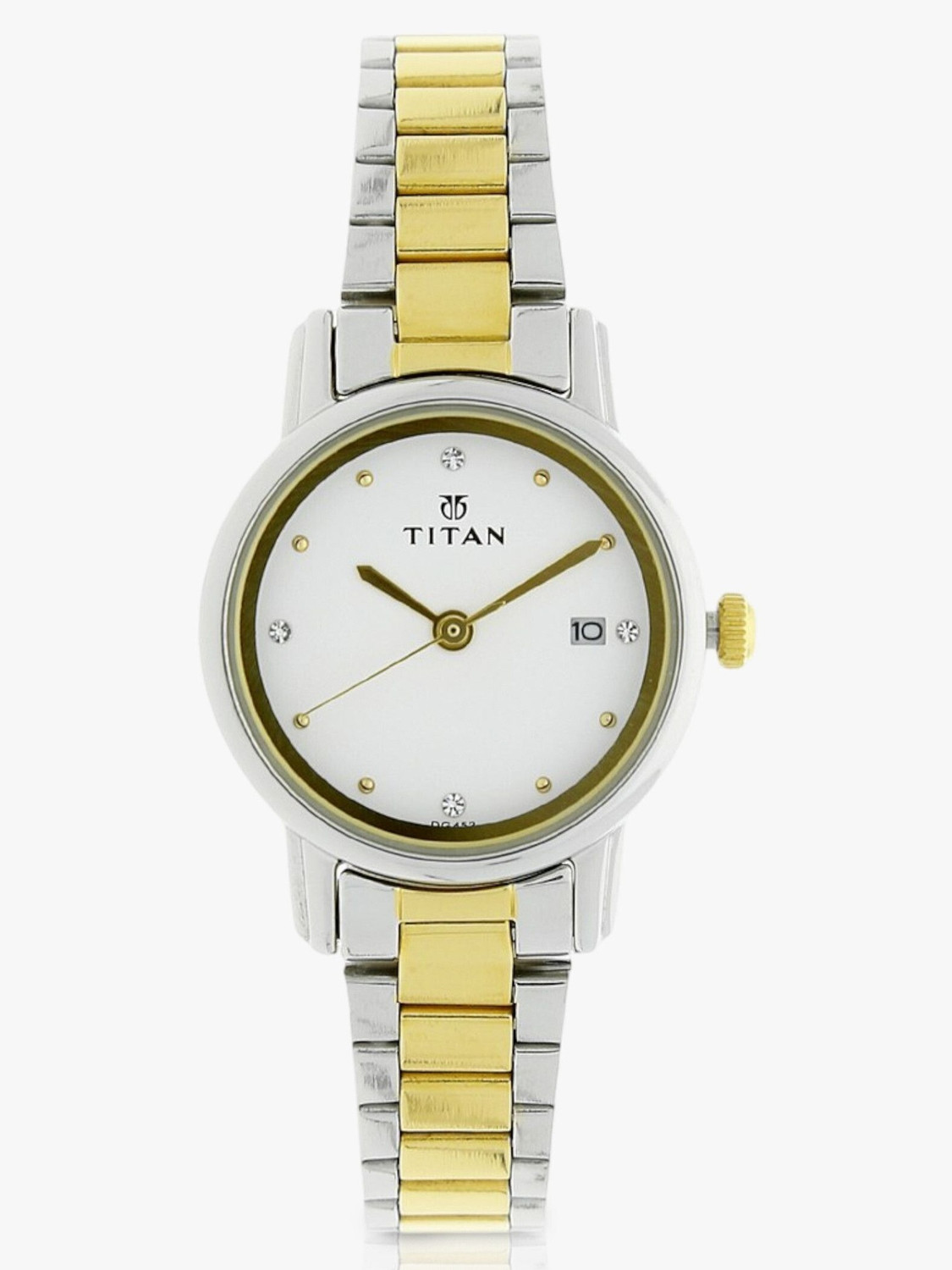 Image of Titan Titan Karishma White Dial Silver & Gold Stainless Steel Strap Analog Watch - For Women