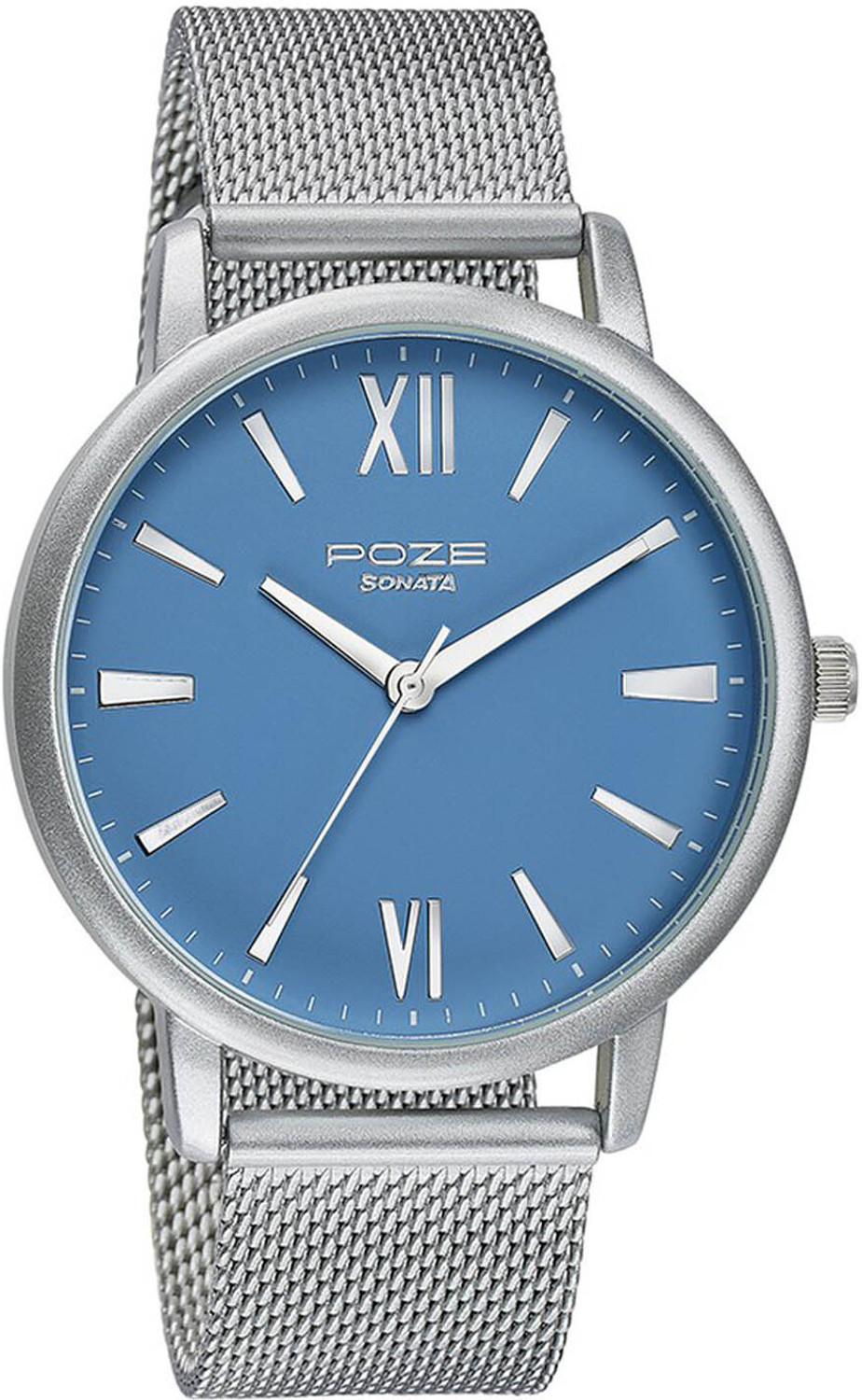 Image of SONATA Sonata Poze Quartz Analog Blue Dial Mesh Strap Watch for Men - SP70039SM01 Analog Watch - For Men