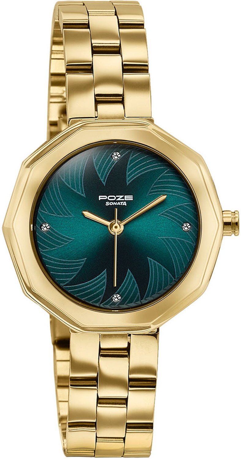 Image of SONATA Poze Drop 9.1 Poze 9 Quartz Green Dial IPRG Strap Analog Watch - For Women