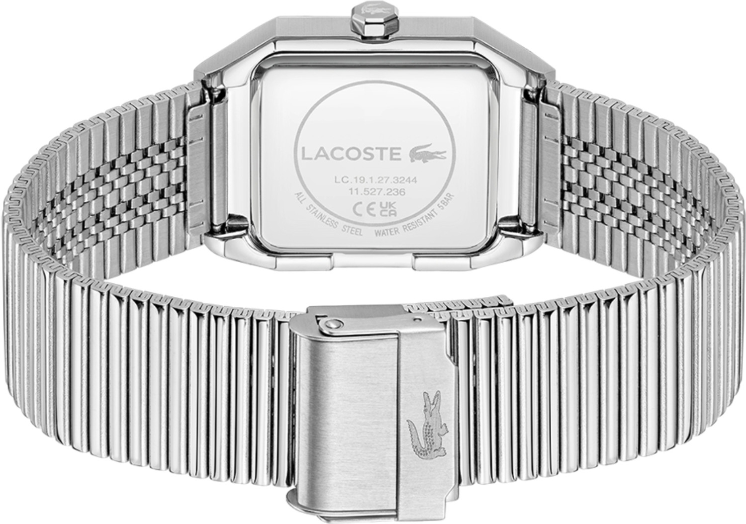 Image of Lacoste Rene Qtz Basic Silver White Rectangular Dial Men's Watch-2011500 Analog Watch - For Men 2011500