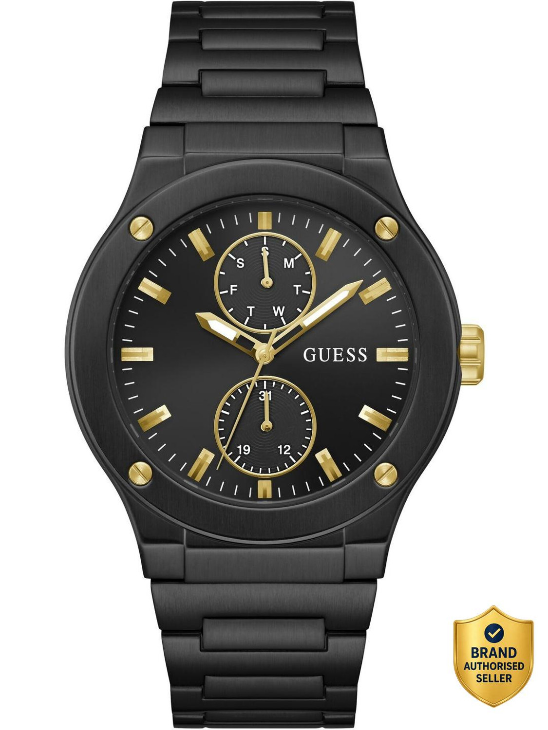 Image of GUESS GW0795G3 Jet Black Round Dial Analog Watch - For Men