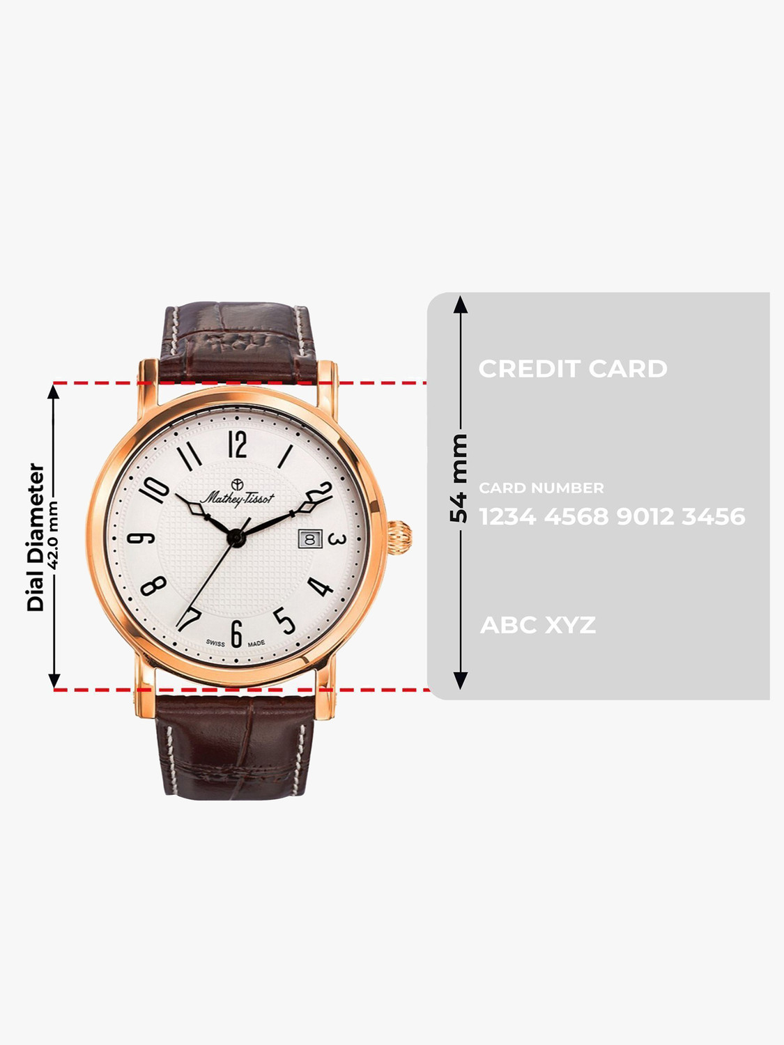 Image of Mathey-Tissot HB611251PG Swiss Made City Leather Quartz Ronda 505 H3 Movement White Dial Analog Watch - For Men