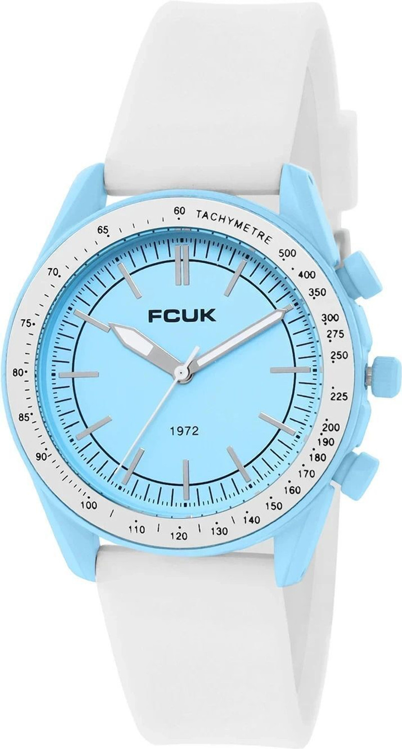 Image of FCUK Brillora BRILLORA FCUK Subtle Blue Round Dial With White Silicone Strap Watch Analog Watch - For Women