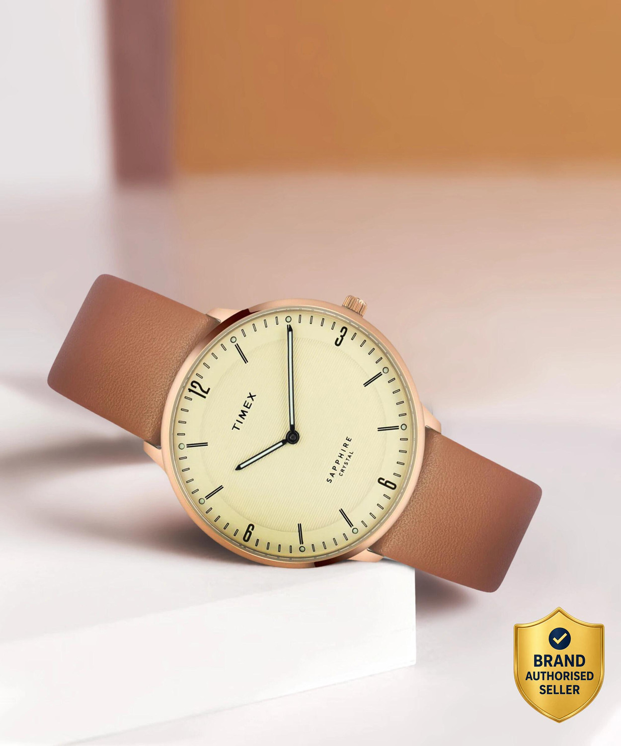 Image of TIMEX Casual Watch Round 40mm Beige Dial Analog Watch - For Men