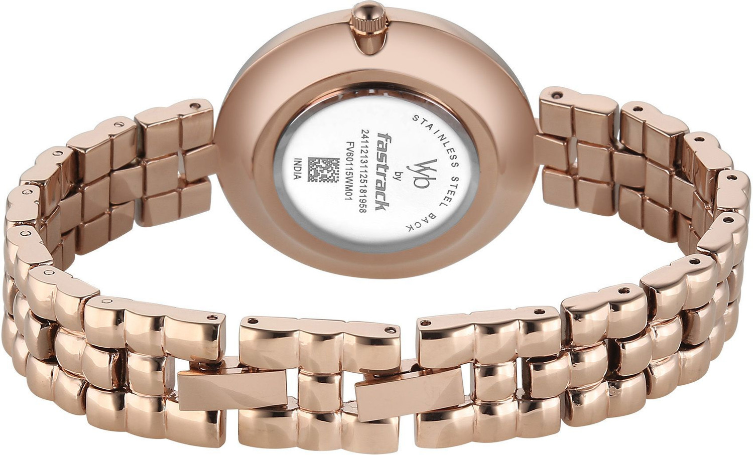 Image of Fastrack Vyb Iconique Fastrack Vyb Iconiqu� Quartz Silver Dial Rose gold Strap Analog Watch - For Women