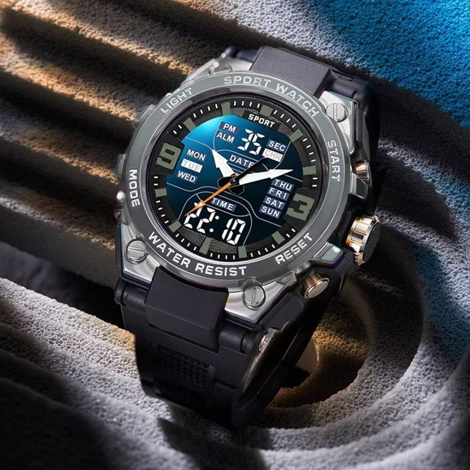 Albalet New-Army-Style-2025 Modern Military Look Silver Watch with Alarm Digital Watch  - For Boys & Girls