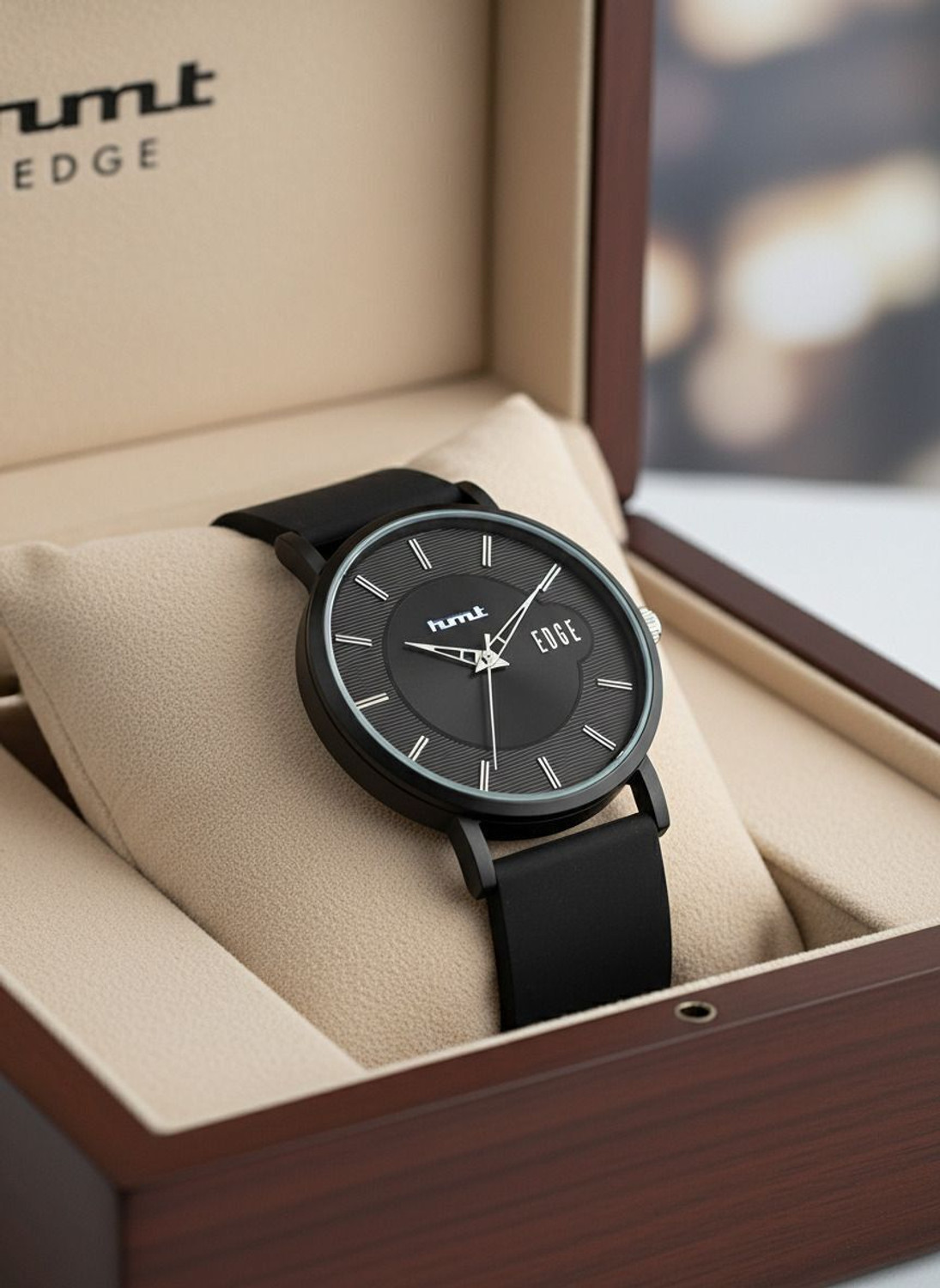 Image of Hmrt Black Dial Black Silicone Strap Analog Watch - For Men