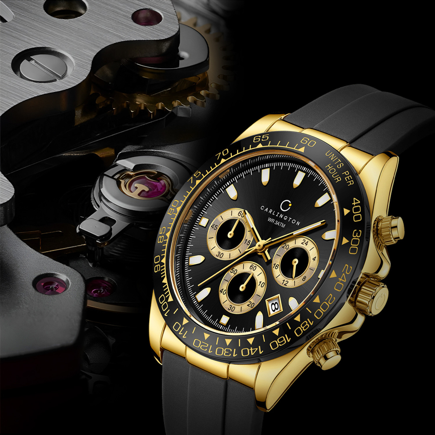Image of Carlington CT 8054 Golden Black Carlington Nitro Series Premium Gents Wrist Watch Analog Watch - For Men