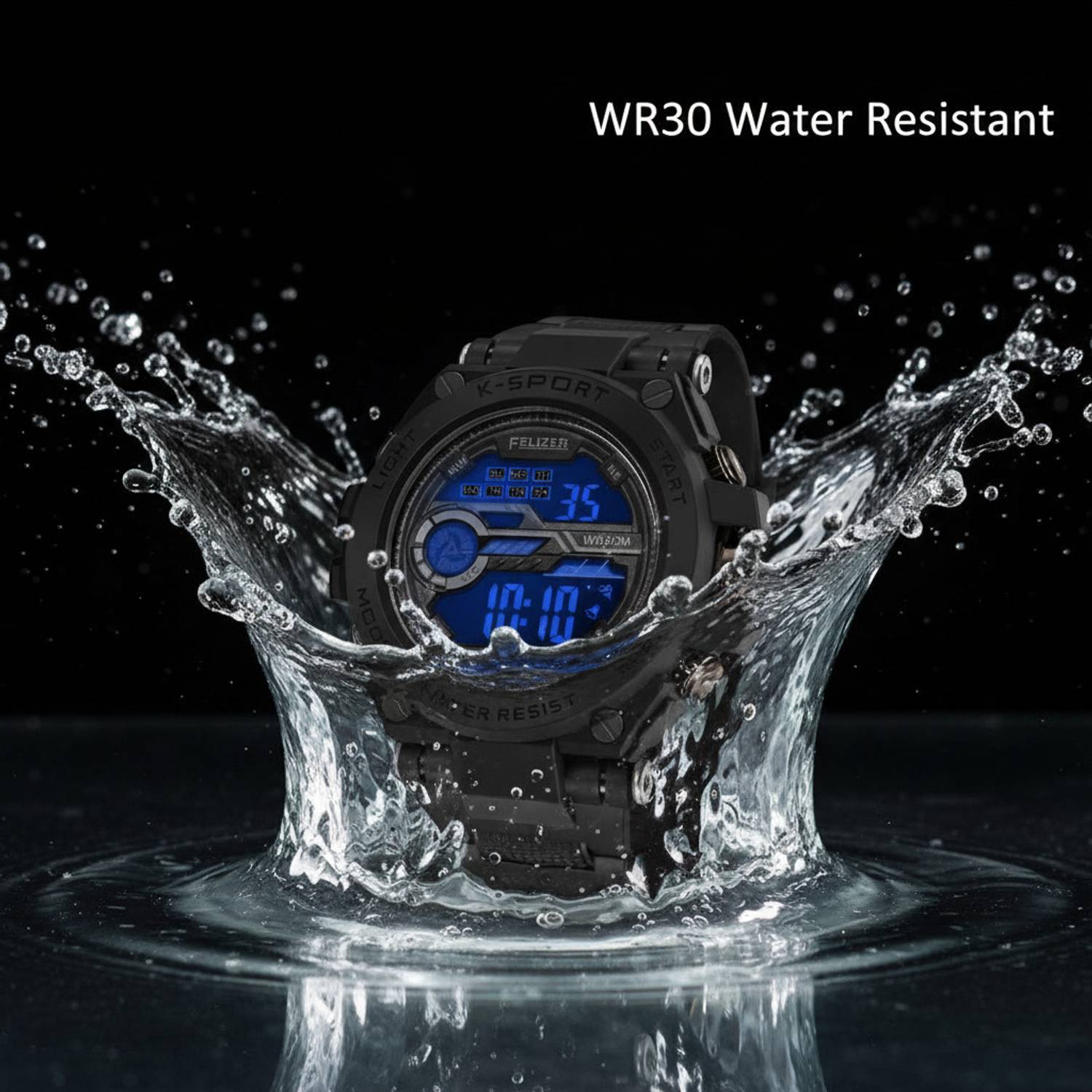 Felizer Black Digital Watch for Men - Image 2