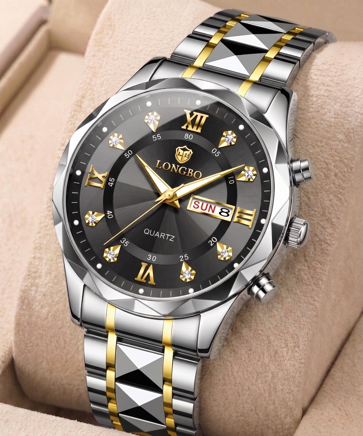 Longbo Birthday Gift for Men Zenith Diamond Analog Watch for Men Business Stainless Steel Luxury Analog Watch - For Men