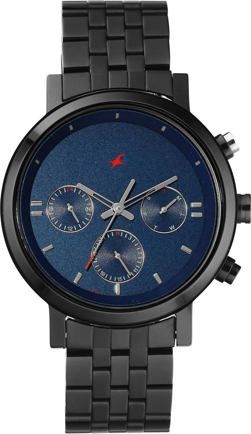 Fastrack Tick Tock 3.0 Blue Dial Black Metal Strap Watch - Men - Image 2