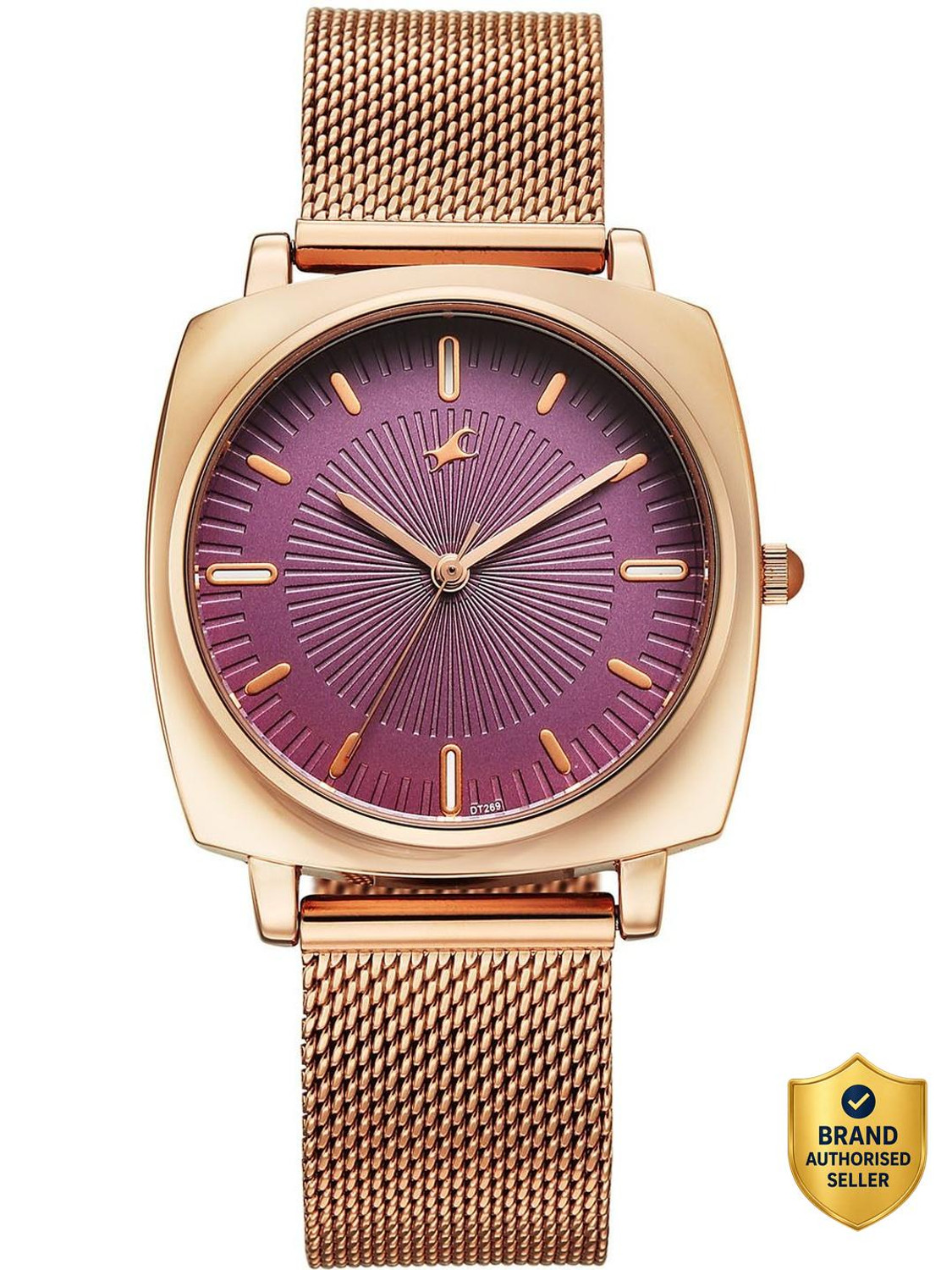 Image of Fastrack Stunners X Fastrack Stunners X Quartz Purple Dial Rose Gold Stainless steel Strap Analog Watch - For Men