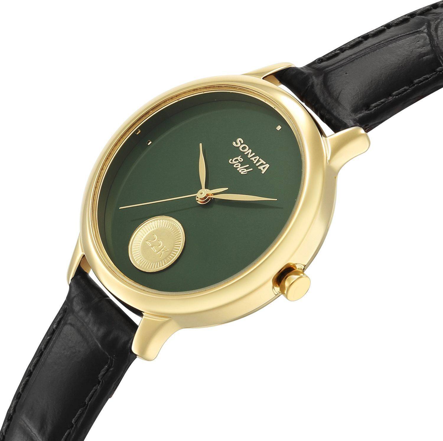 Sonata Gold AT 2026 Green Dial Analog Watch - Image 4
