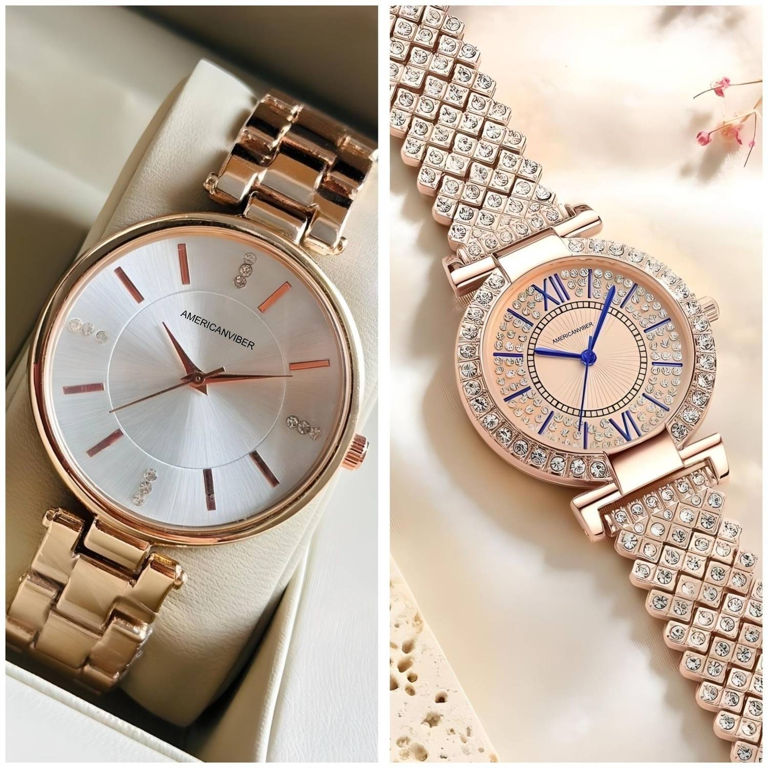 Americanviber DRW0010023 Premium Color Smooth Finish COMBO Pack 2 Analog Watch - For Women