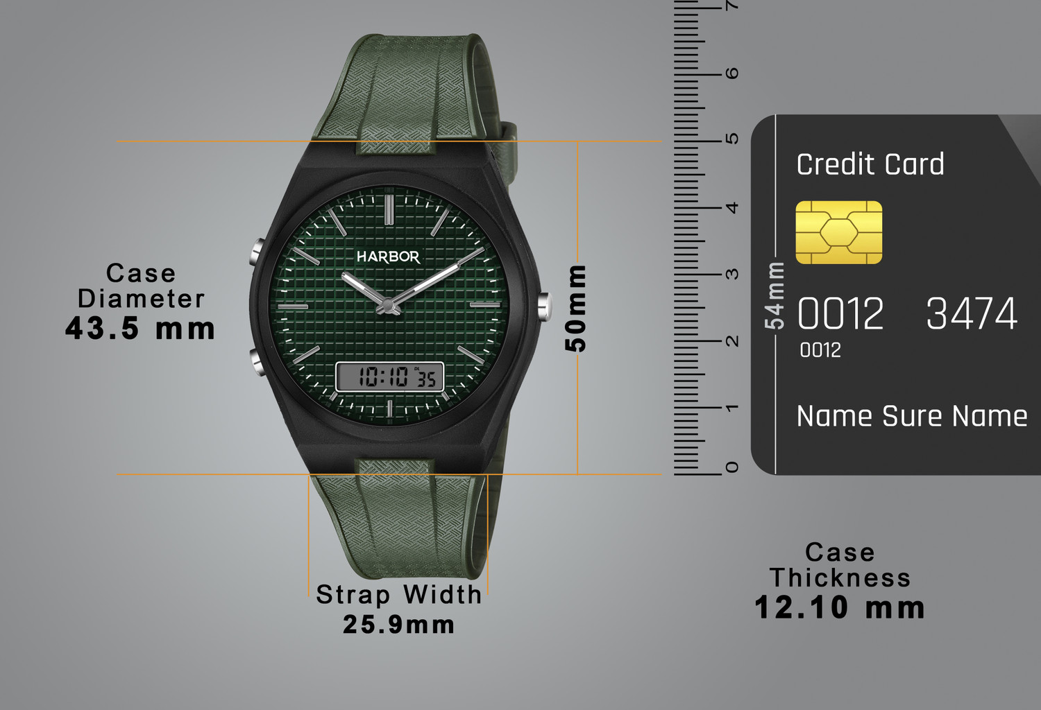 Image of Harbor 9153 Full Green Slim Plastic Body Casual, Office & Party Wear Analog Digital Watch Analog-Digital Watch - For Men