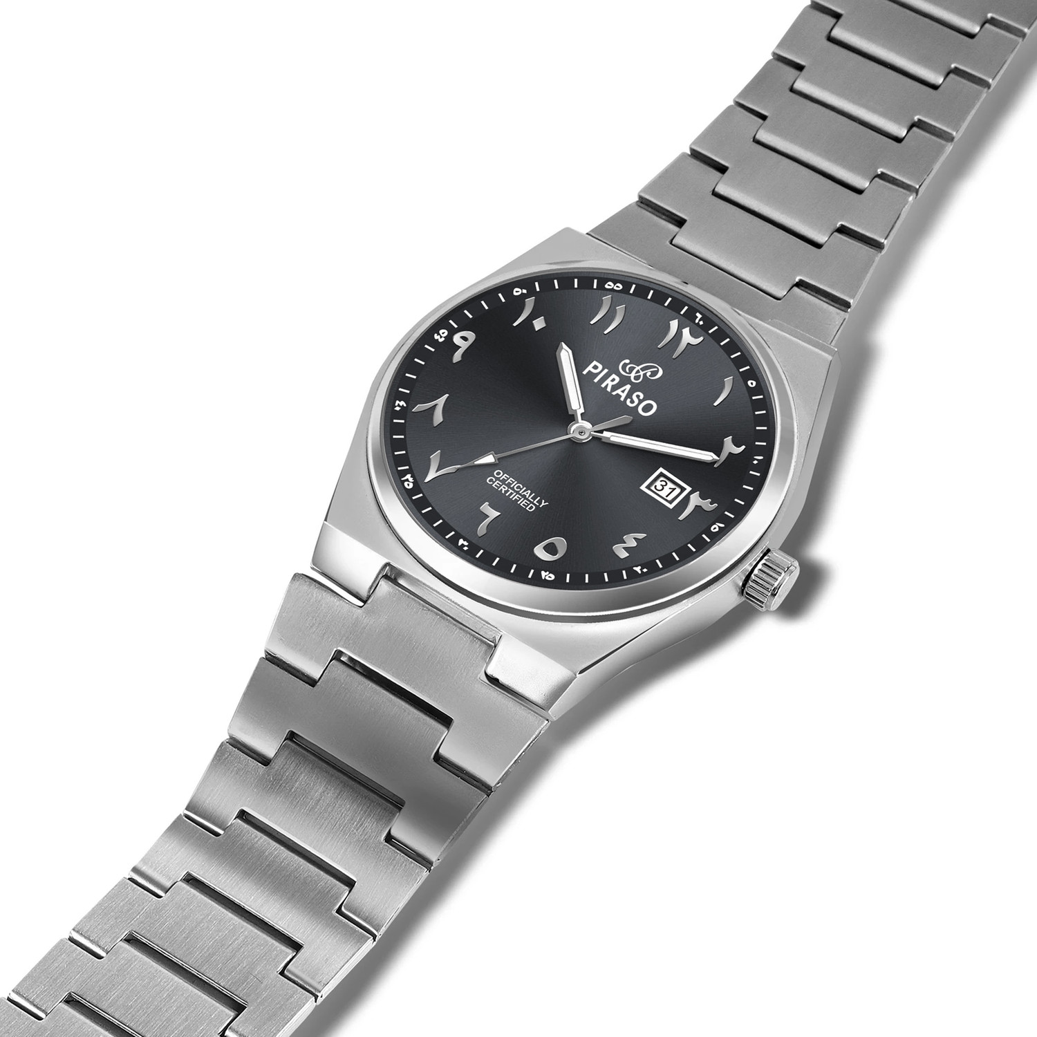 Image of PIRASO TST ARABIC BLACK Piraso Date & Arabic Number Dial, Stainless Steel Chain,Analog Watch For Men Analog Watch - For Men