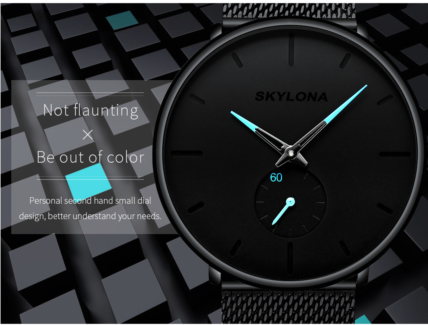 Image of SkyLona Slim Dial Stainless Steel Mesh Band -Waterproof Design Analog Watch - For Men