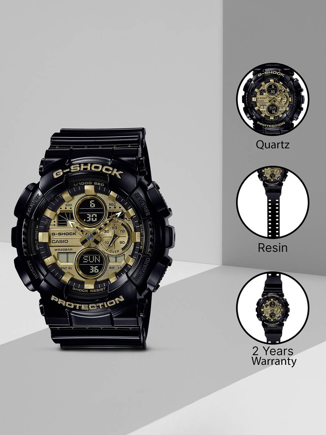 CASIO G-SHOCK Black-Gold Dial Resin Strap Analog-Digital Watch -... more
