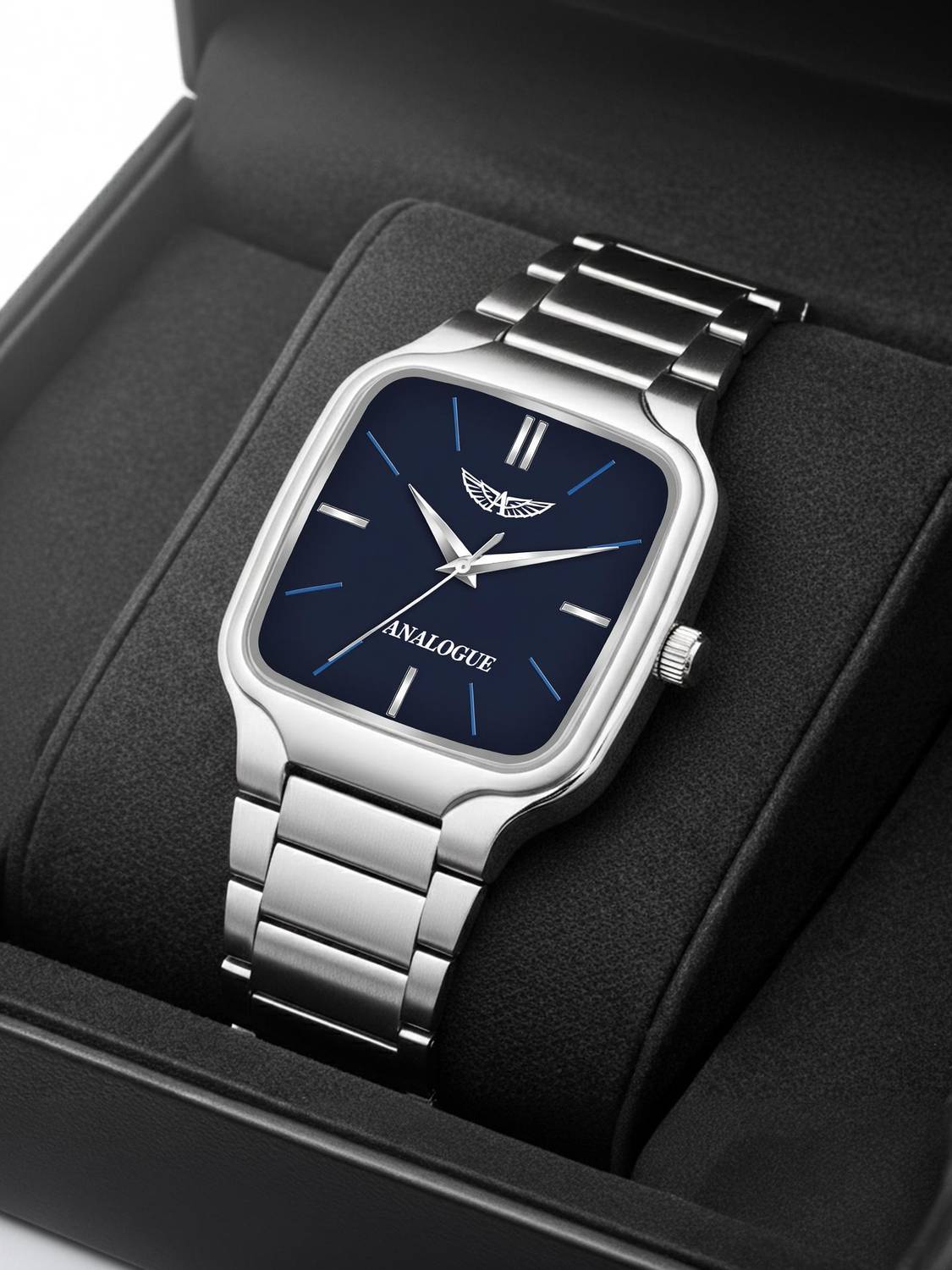 ANALOGUE Elegant Square Series | Adjustable Stainless Steel Strap | 3D Cut Glass | Boys Elegant Square Series | Adjustable Stainless Steel Strap | 3D Cut Glass | Boys Analog Watch  - For Men