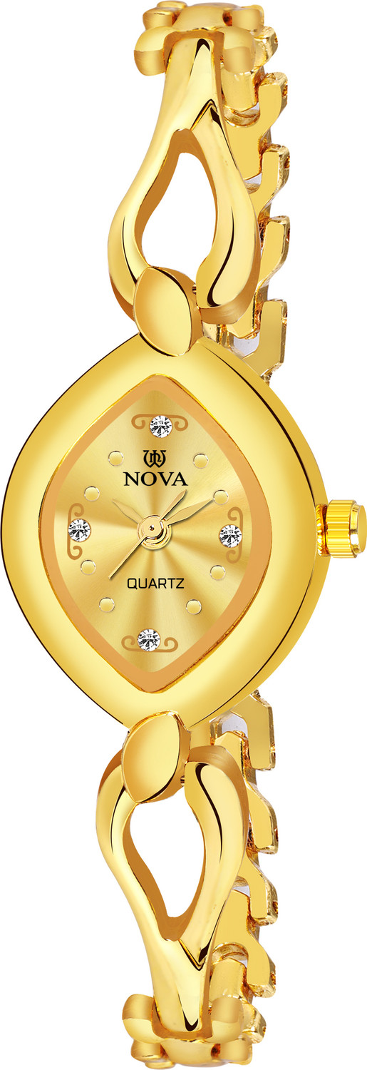 NOVA Female Gold Plated Bracelet Analog Watch - For Girls