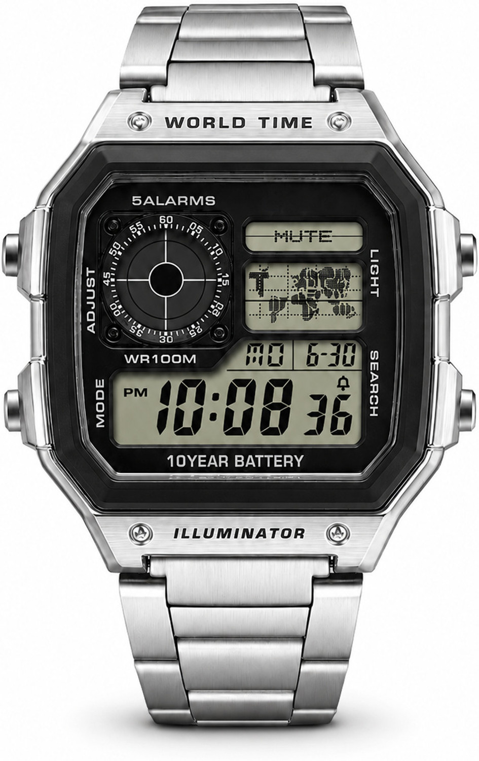 Image of JSTraders ILUMINATOR SILVER CHAIN WATCH Digital Watch - For Boys