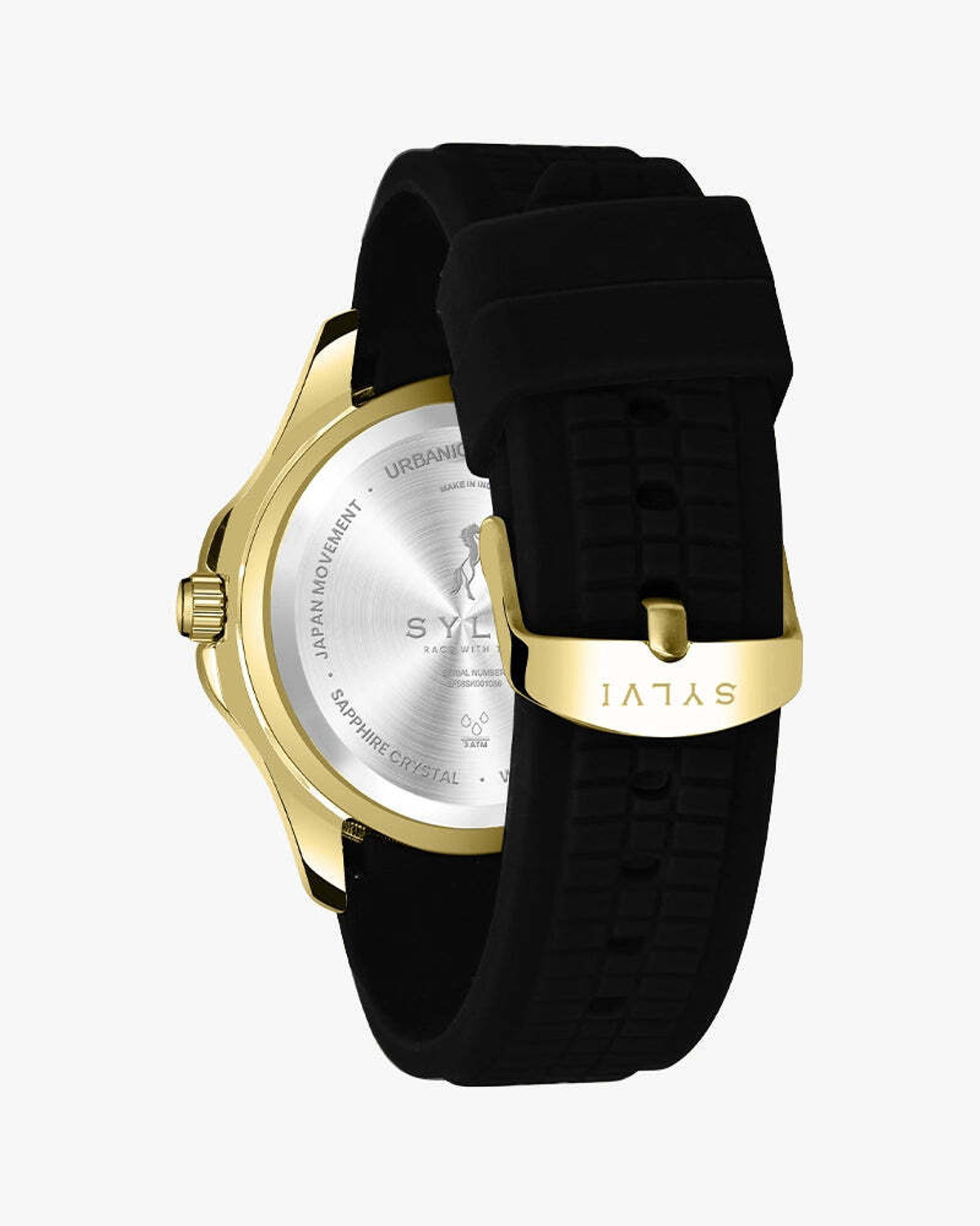 Image of Sylvi Urbanic Gold Black Silicone Strap Watch for Men 1521-URBANIC-SILICONE Analog Watch - For Men