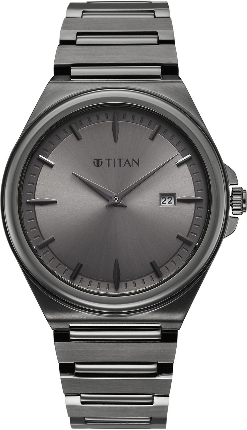 Image of Titan Titan Classique sleekfit Classique sleekfit 2 Hands + Date@3H Gun Dial IPGun Color Strap Analog Watch - For Men