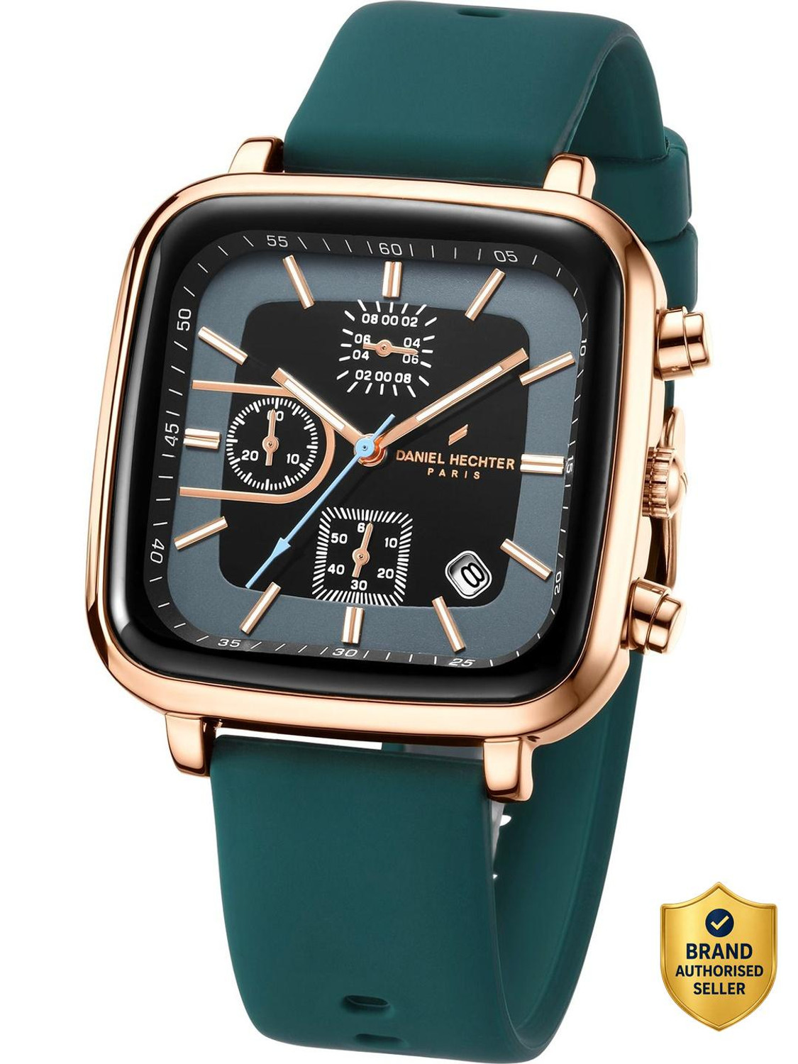 Image of DANIEL HECHTER Model DHM1002 Modern Multi Functional Watch for Men with Square dial and Silicon Band Analog Watch - For Men