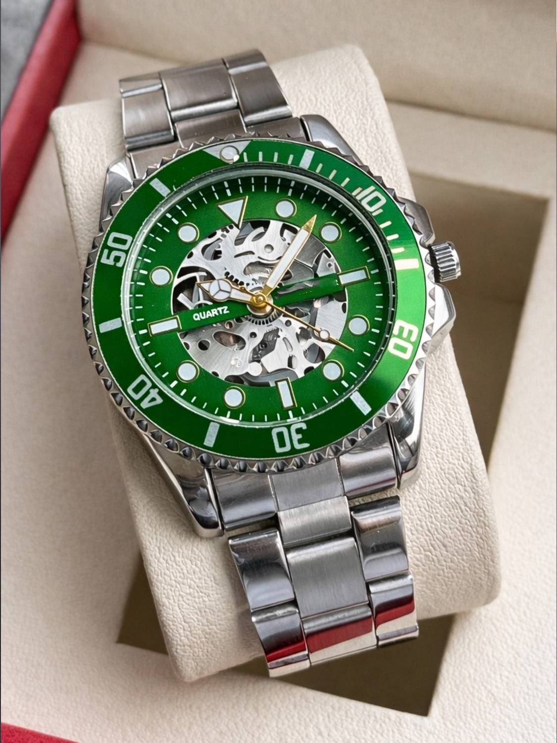 BHAGVOWATCH 044 Men's Green Skeleton Dial Watch - Image 2