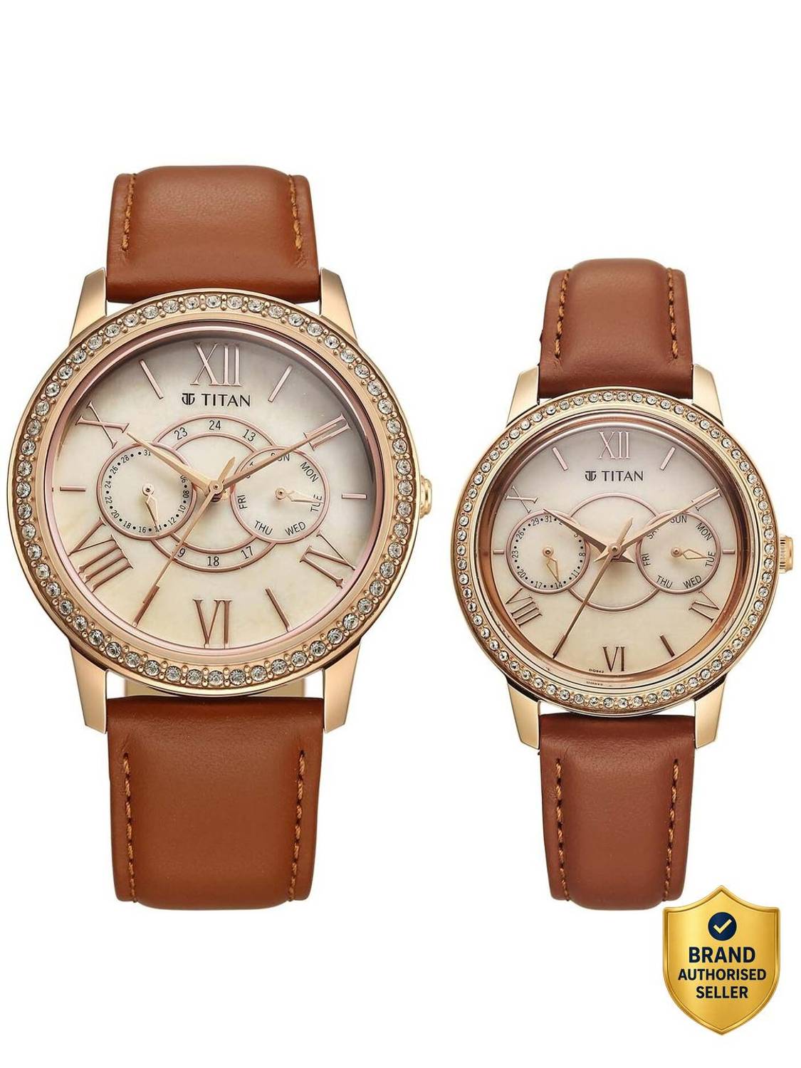 Titan Royal Bandhan Pink Couple's Watch - Image 1