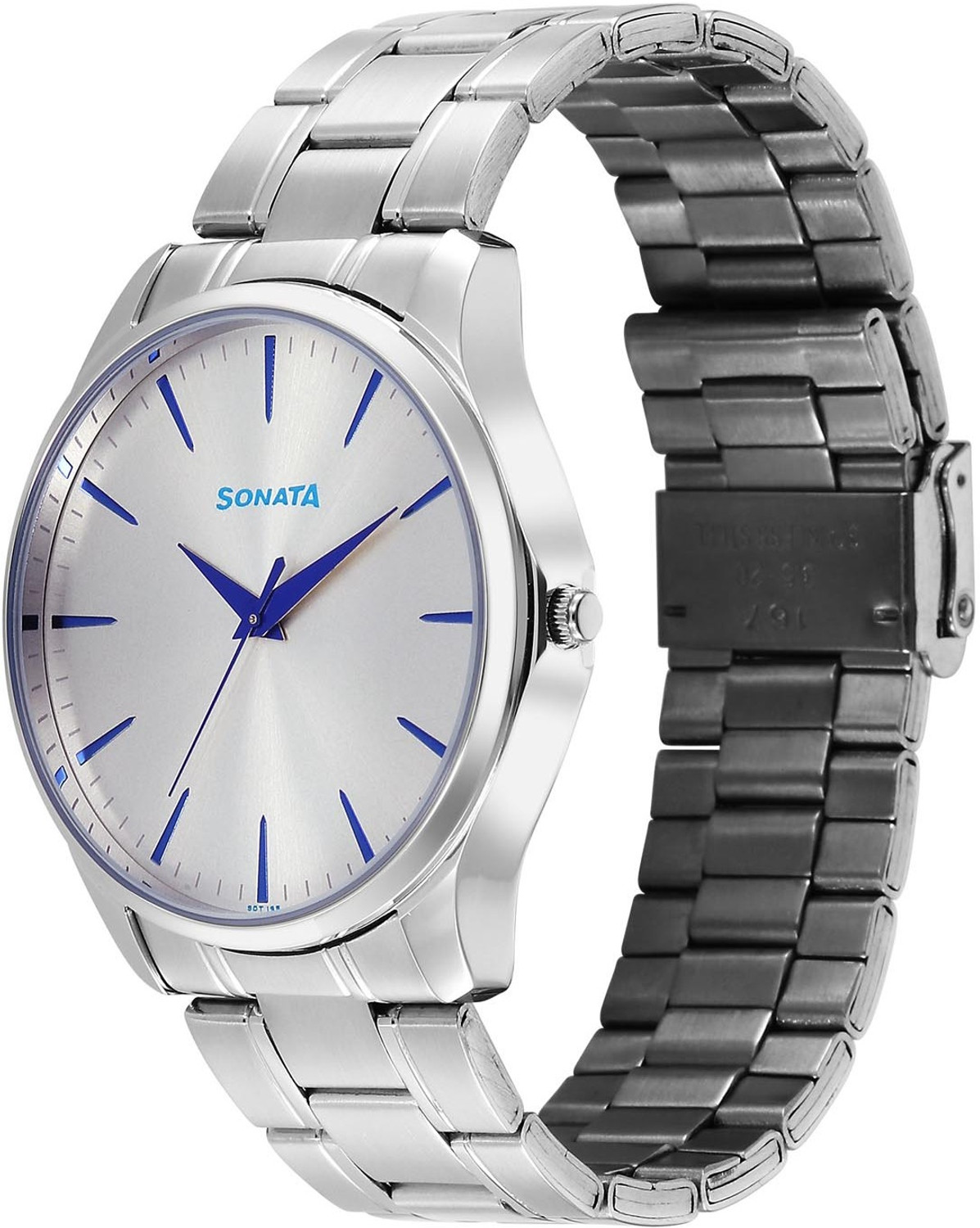 Image of SONATA Sonata Ease Sonata Ease Quartz Gray Dial Silver Metal Strap Analog Watch - For Men