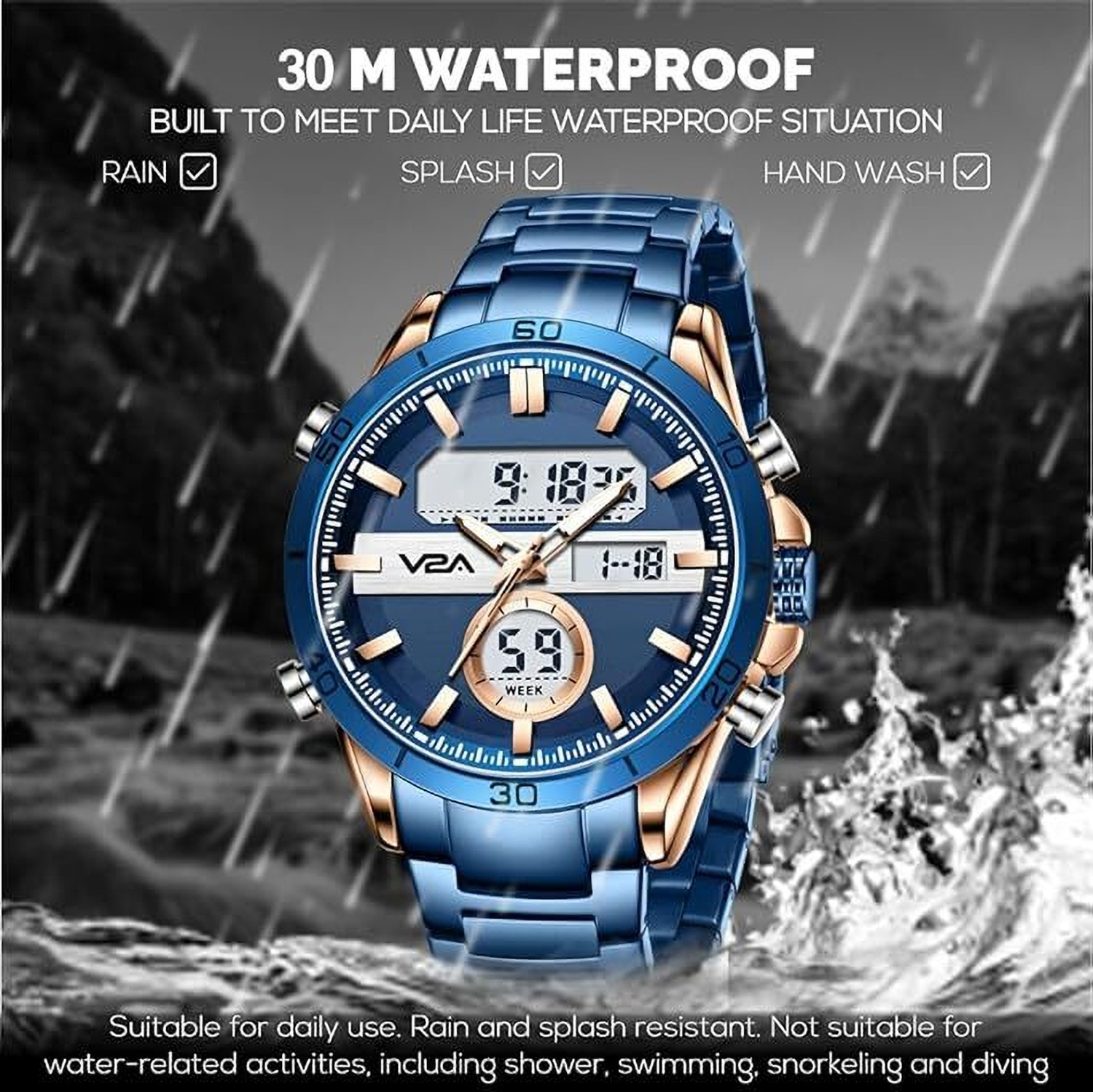 Image of V2A Men Analog Quartz watch Analog-Digital Watch - For Men Blue Stylish Trendy Premium Party-Wear Casual