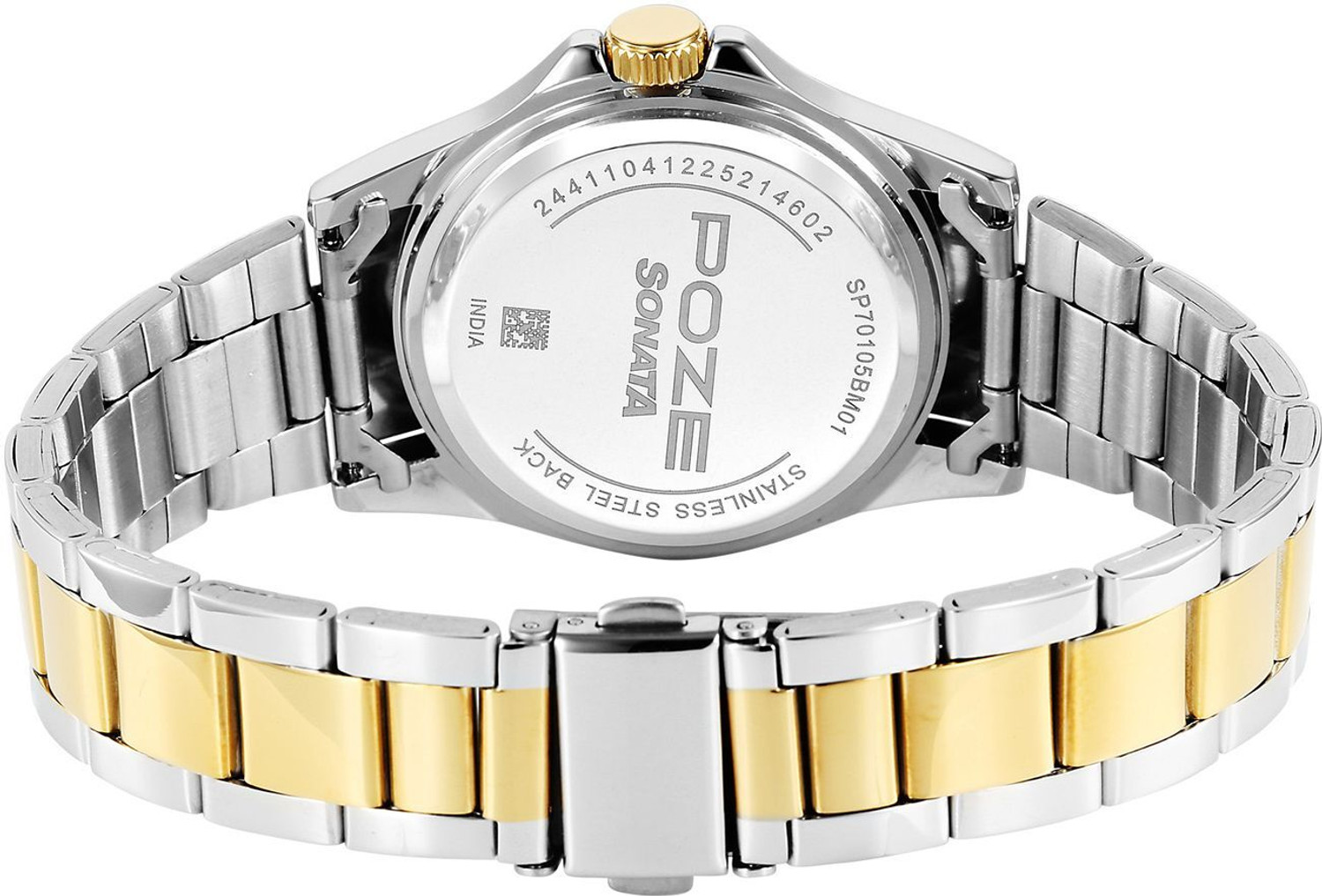 Image of SONATA POZE DROP 8 Sonata Poze 8 Quartz White Dial IPS+IPG Stainless Steel Strap Analog Watch - For Men